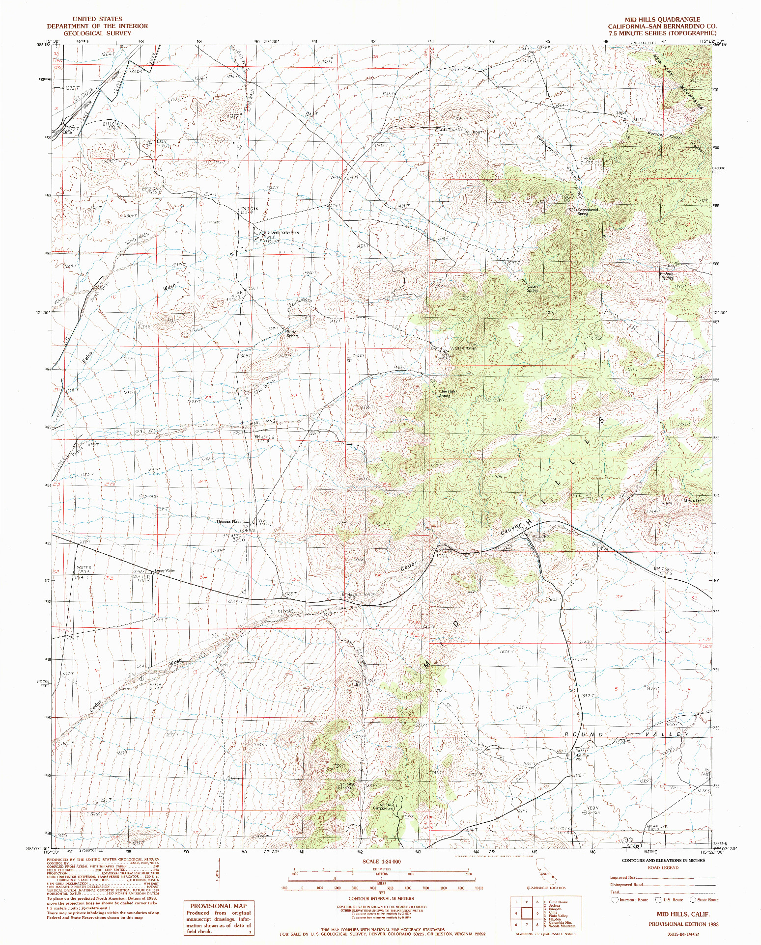 USGS 1:24000-SCALE QUADRANGLE FOR MID HILLS, CA 1983