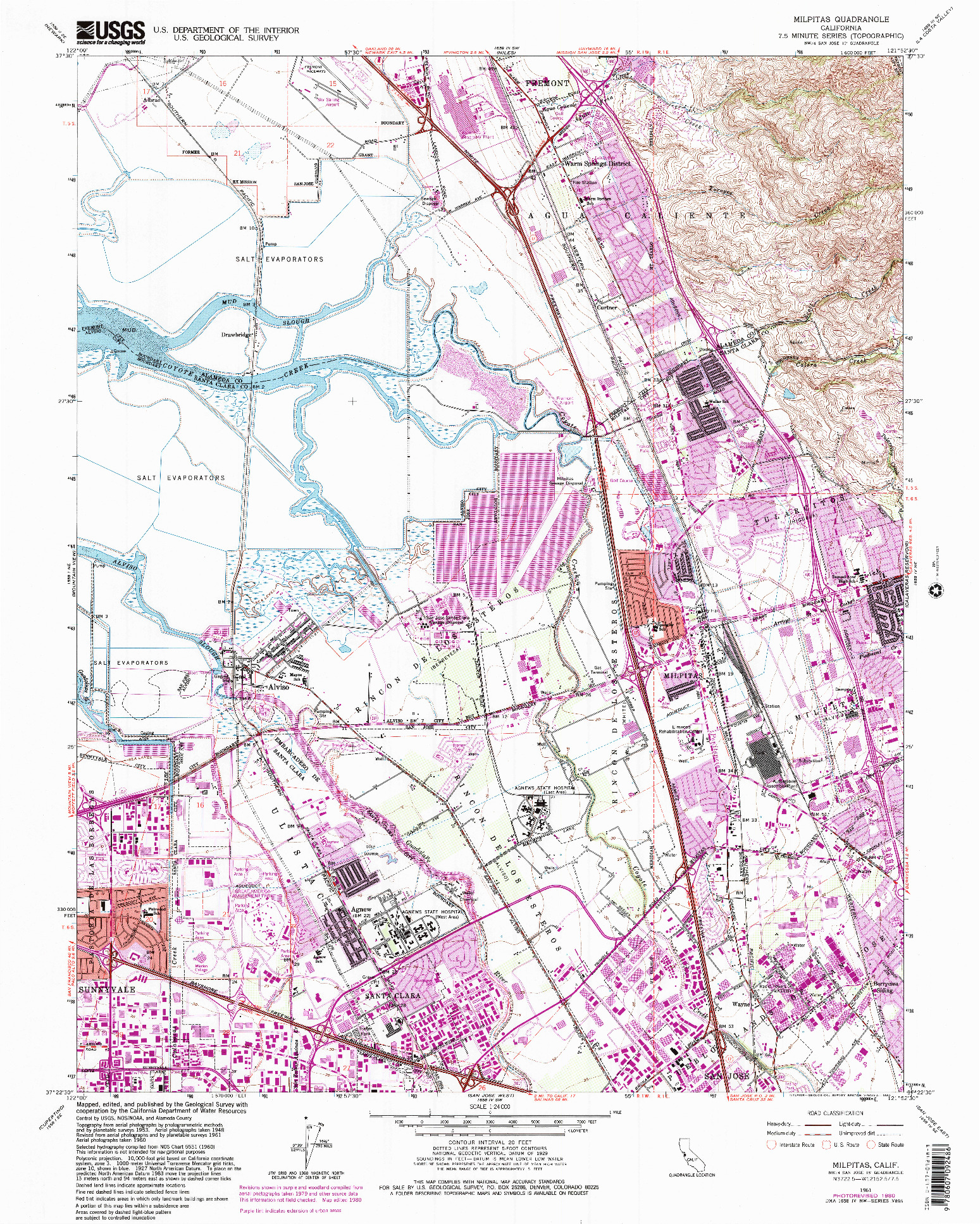 USGS 1:24000-SCALE QUADRANGLE FOR MILPITAS, CA 1961