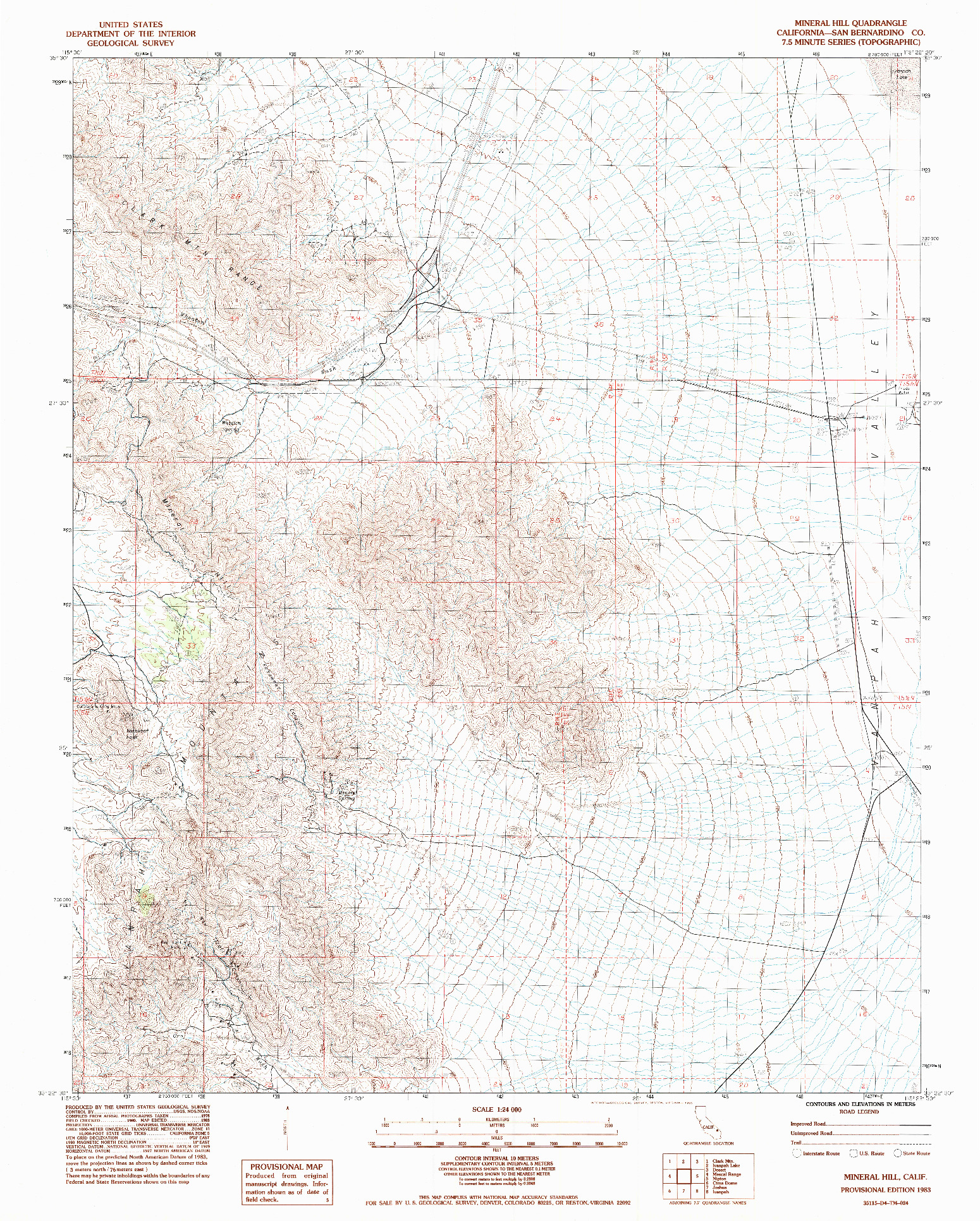 USGS 1:24000-SCALE QUADRANGLE FOR MINERAL HILL, CA 1983