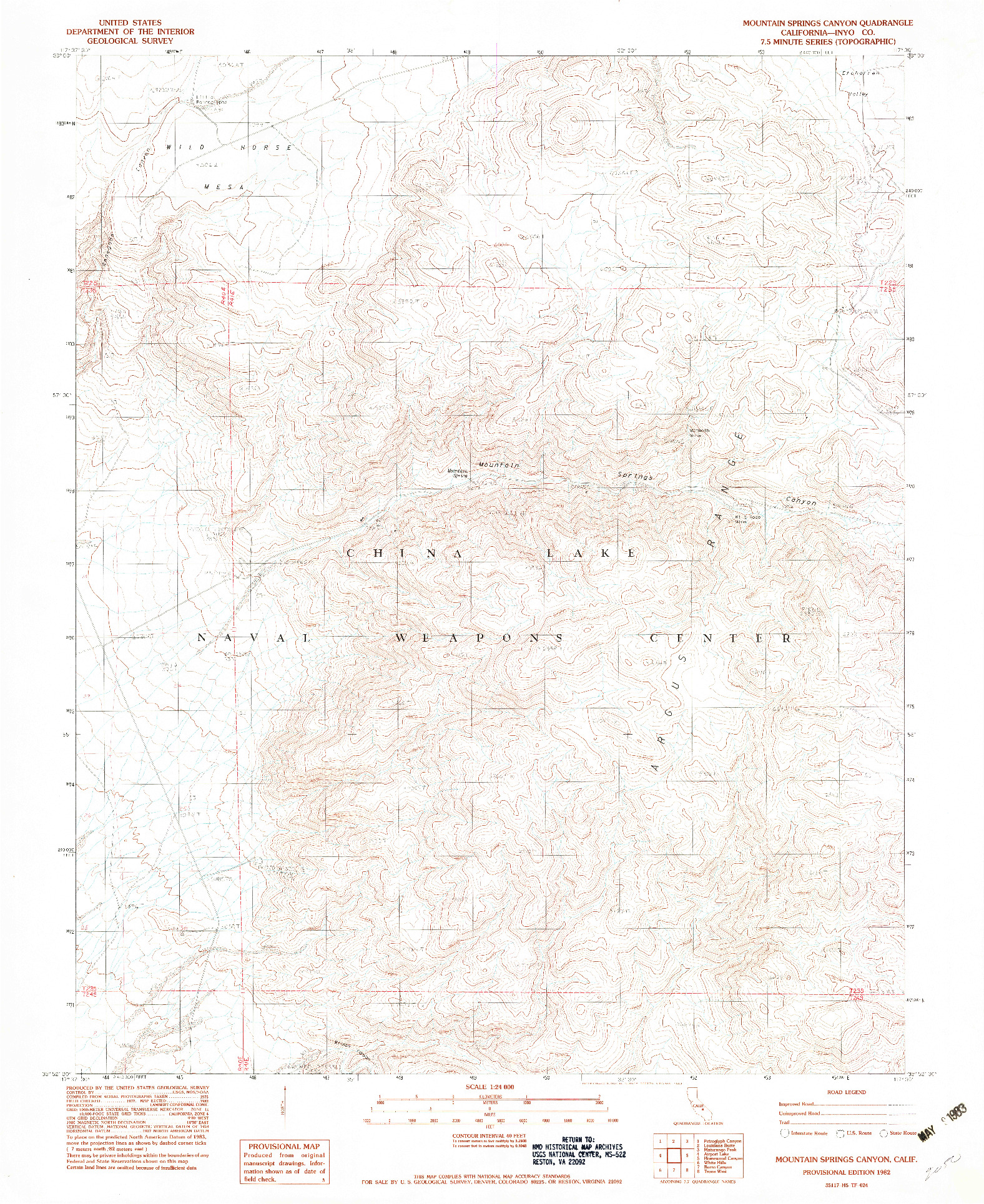 USGS 1:24000-SCALE QUADRANGLE FOR MOUNTAIN SPRINGS CANYON, CA 1982