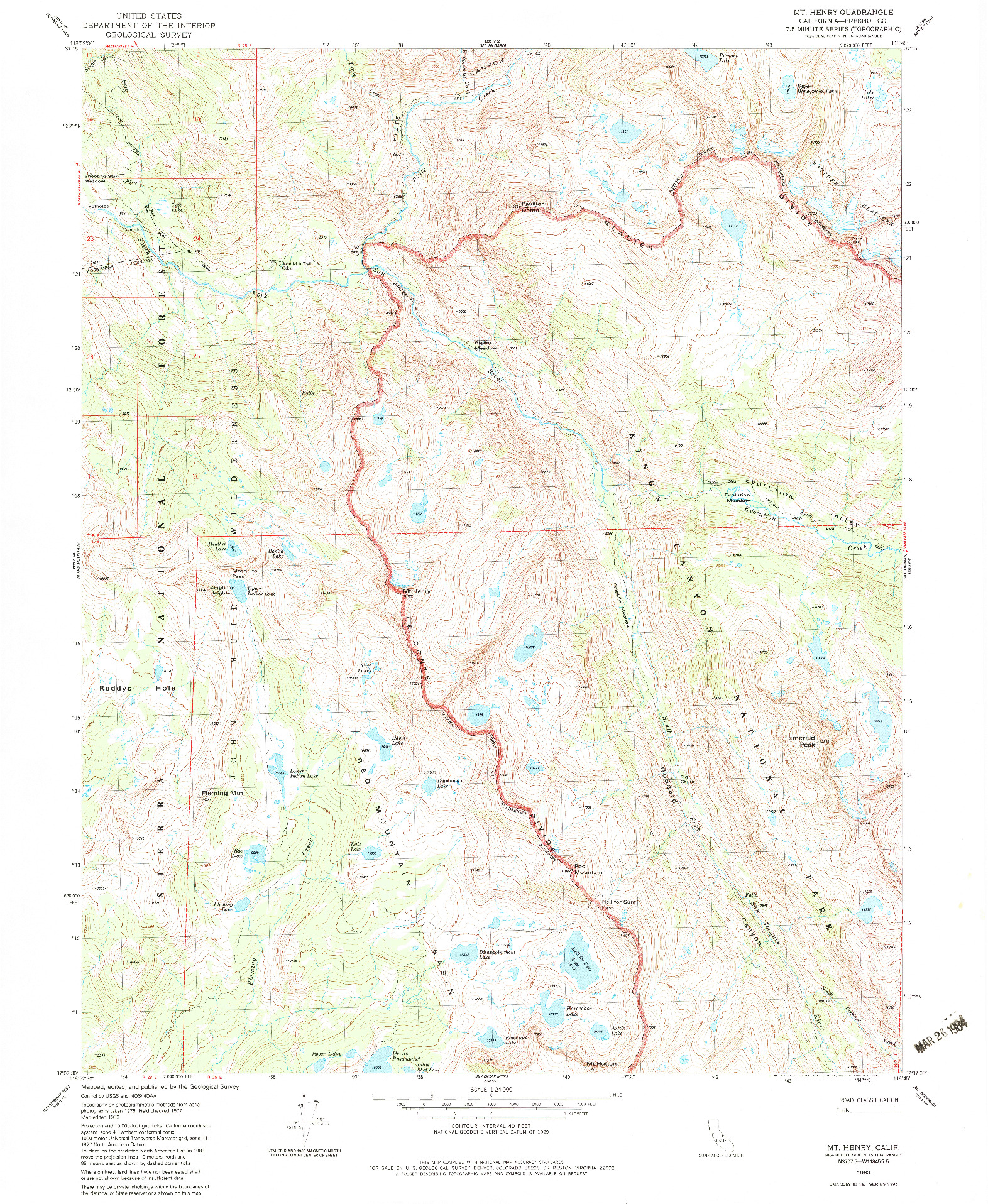 USGS 1:24000-SCALE QUADRANGLE FOR MT. HENRY, CA 1983