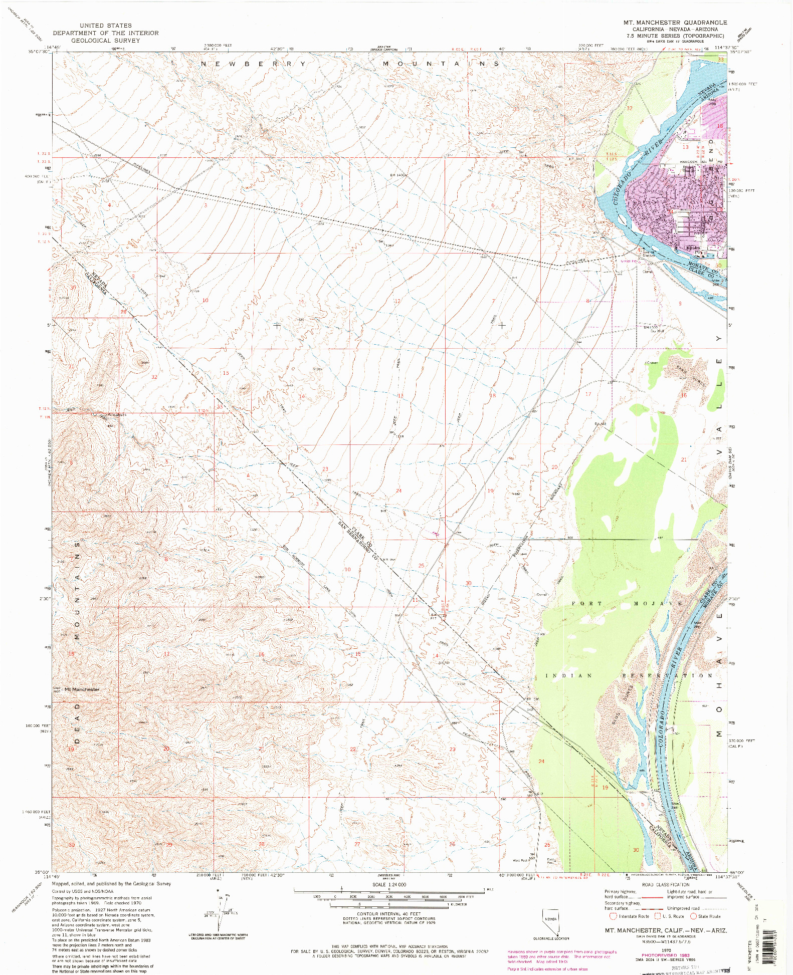 USGS 1:24000-SCALE QUADRANGLE FOR MT. MANCHESTER, CA 1970