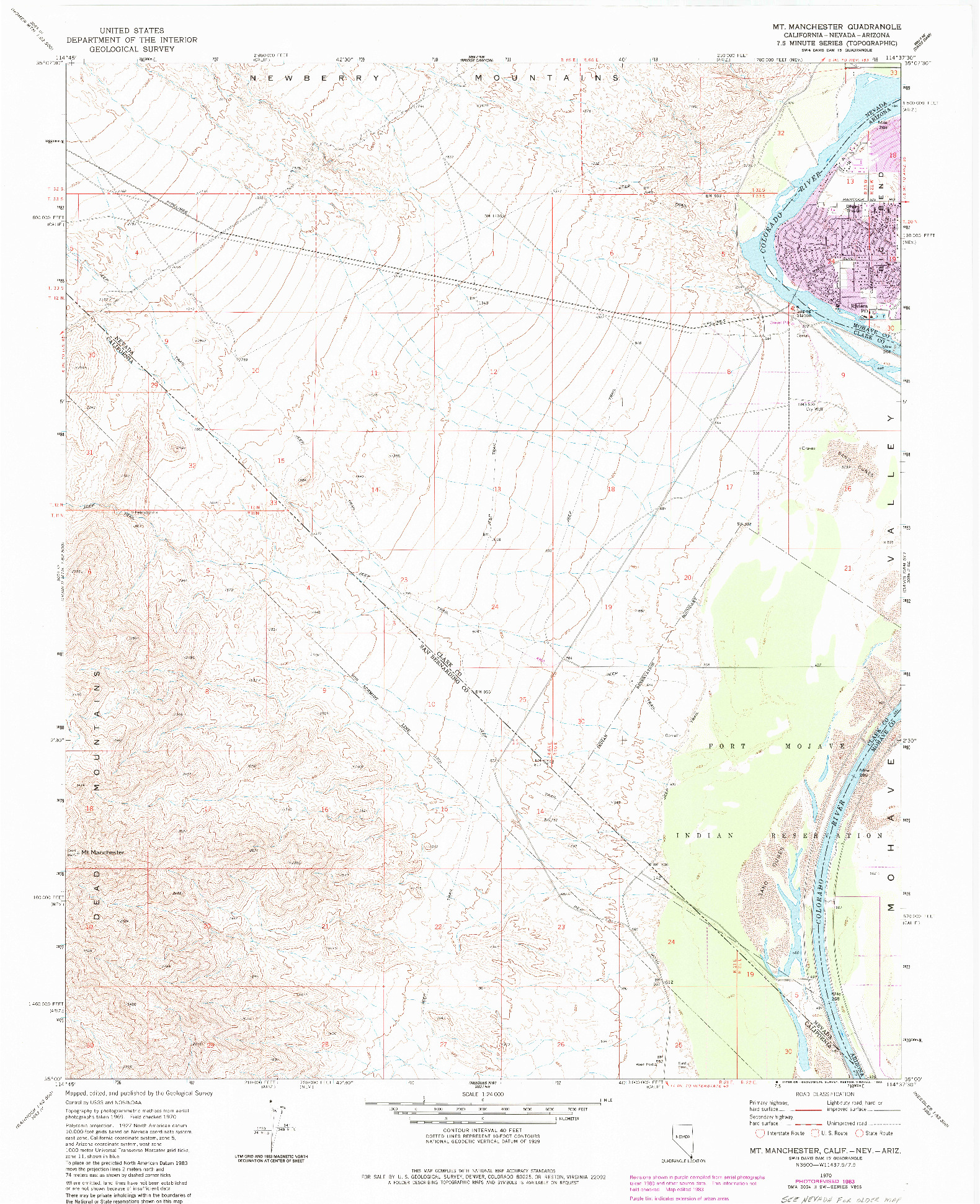 USGS 1:24000-SCALE QUADRANGLE FOR MT. MANCHESTER, CA 1970