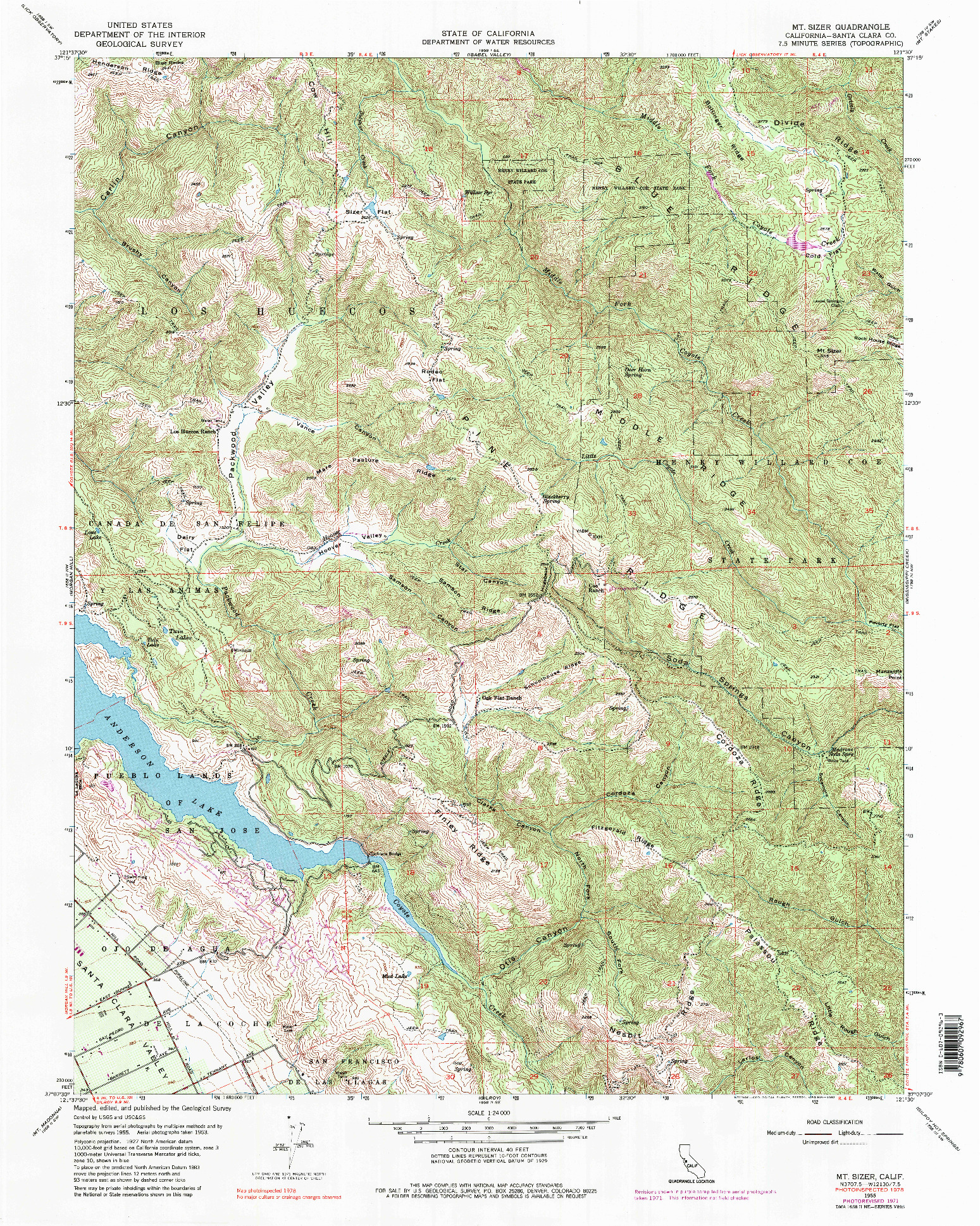 USGS 1:24000-SCALE QUADRANGLE FOR MT. SIZER, CA 1955