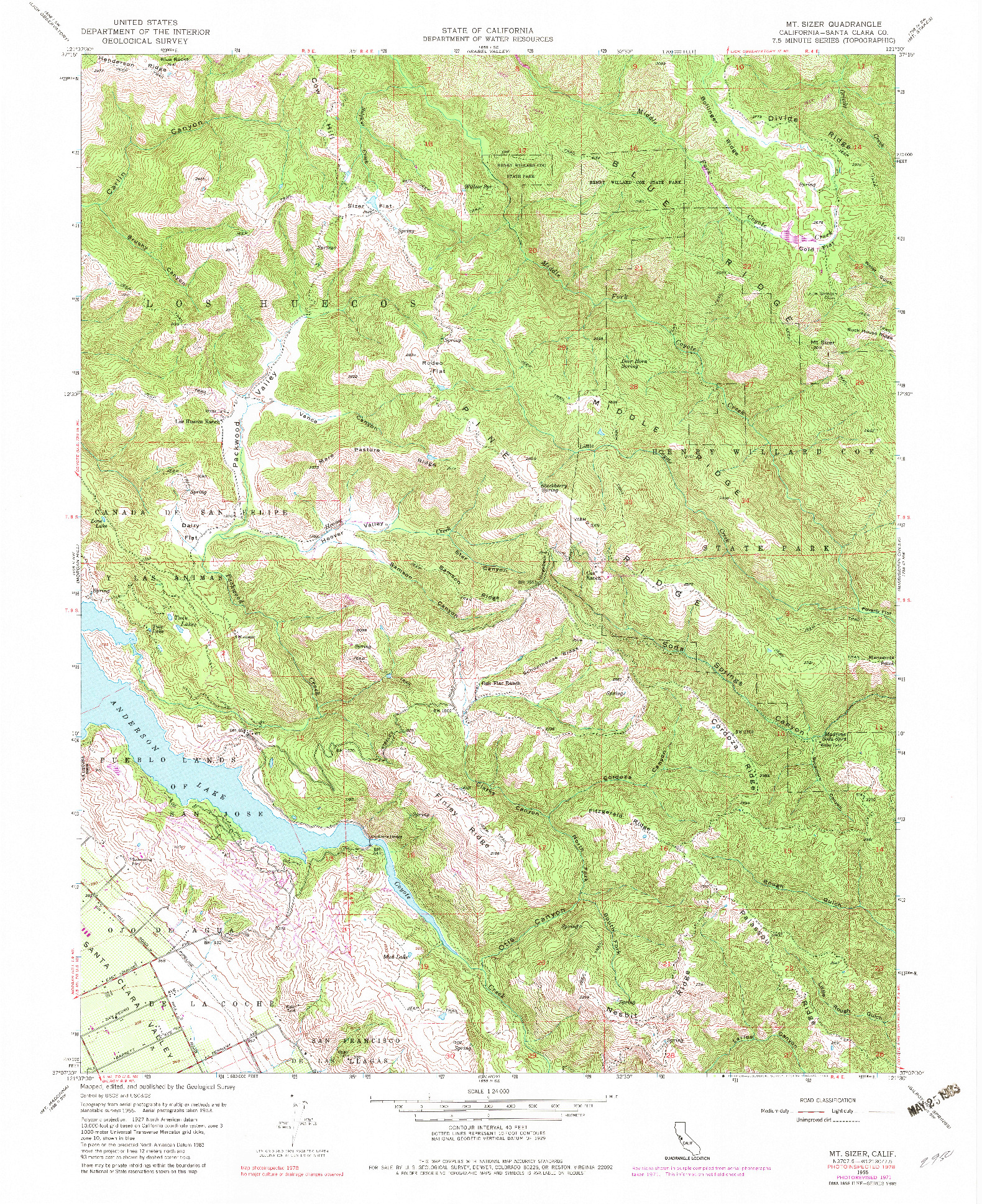 USGS 1:24000-SCALE QUADRANGLE FOR MT. SIZER, CA 1955