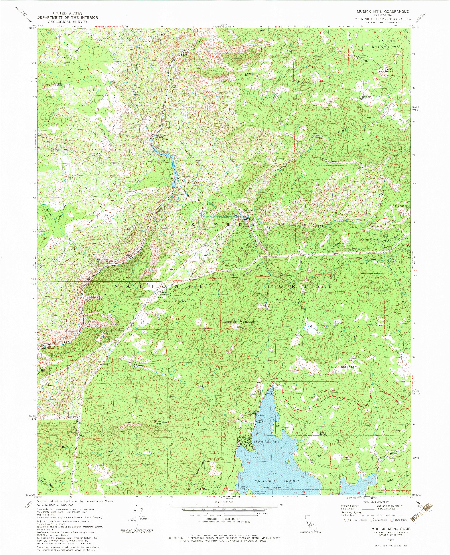 USGS 1:24000-SCALE QUADRANGLE FOR MUSICK MTN, CA 1982