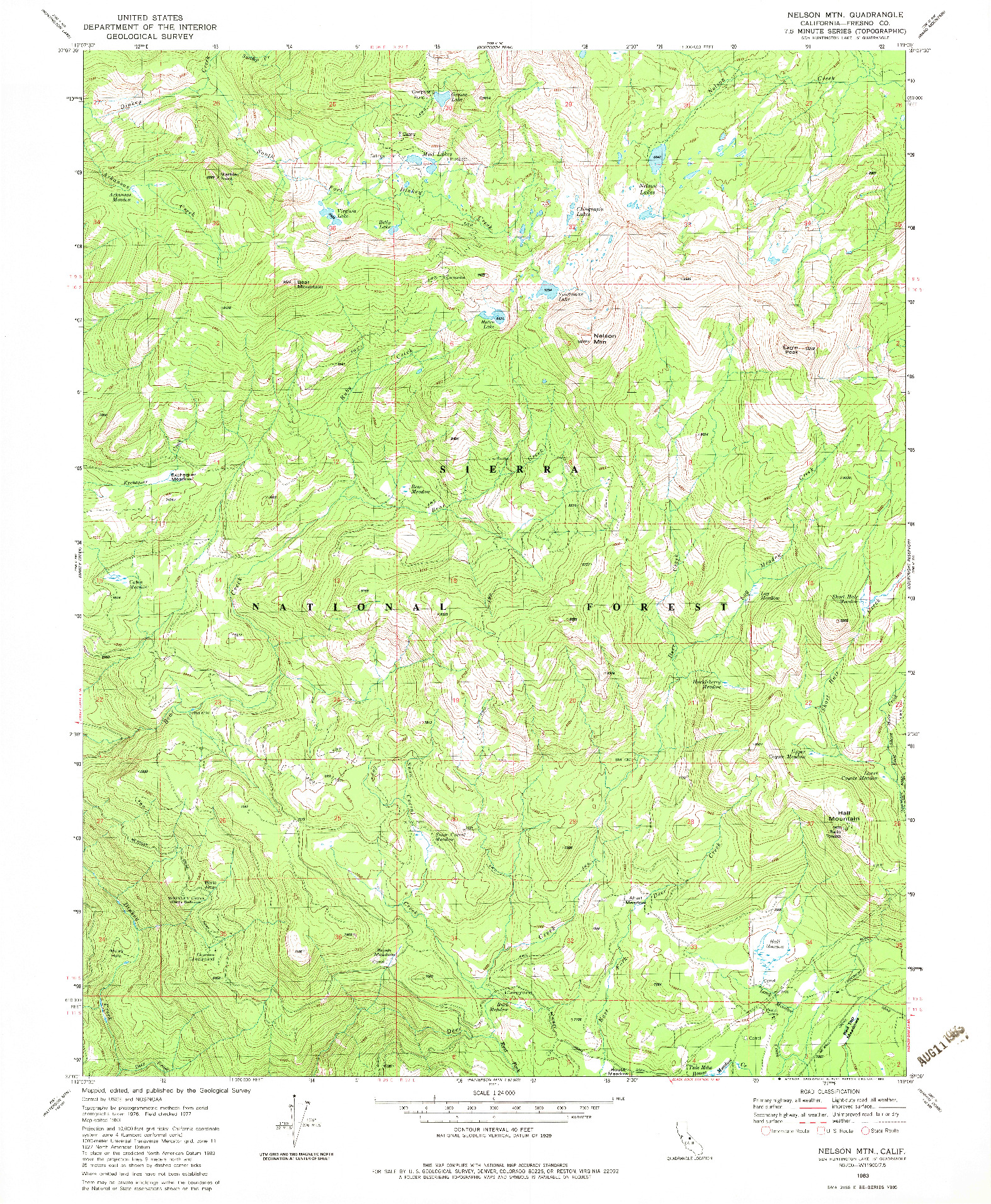 USGS 1:24000-SCALE QUADRANGLE FOR NELSON MTN., CA 1983