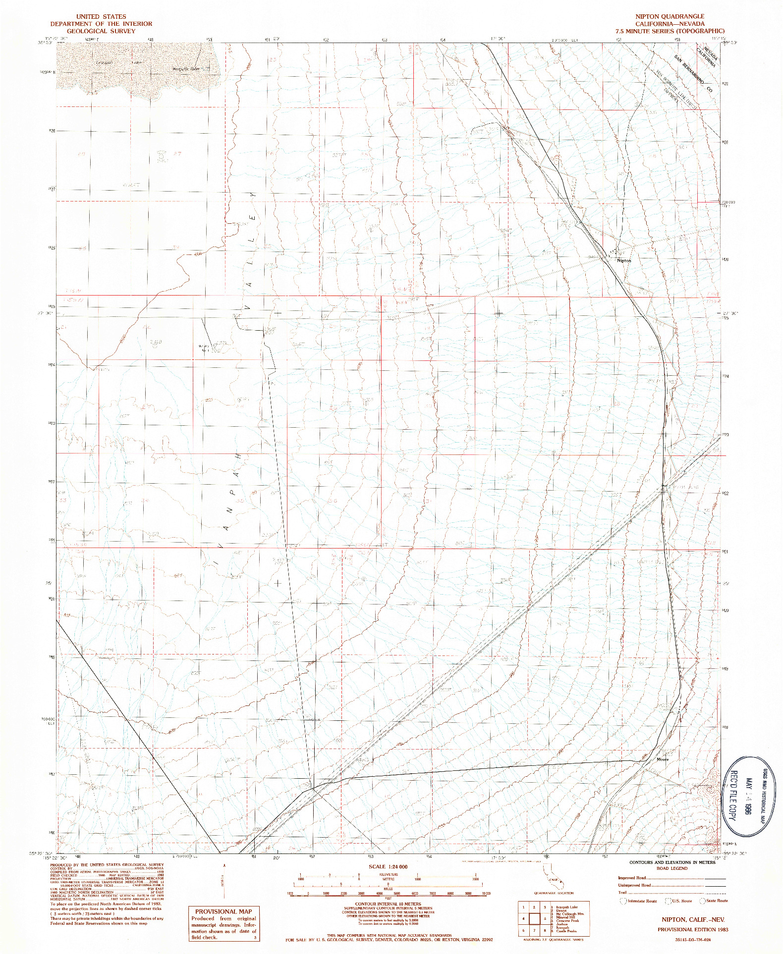 USGS 1:24000-SCALE QUADRANGLE FOR NIPTON, CA 1983