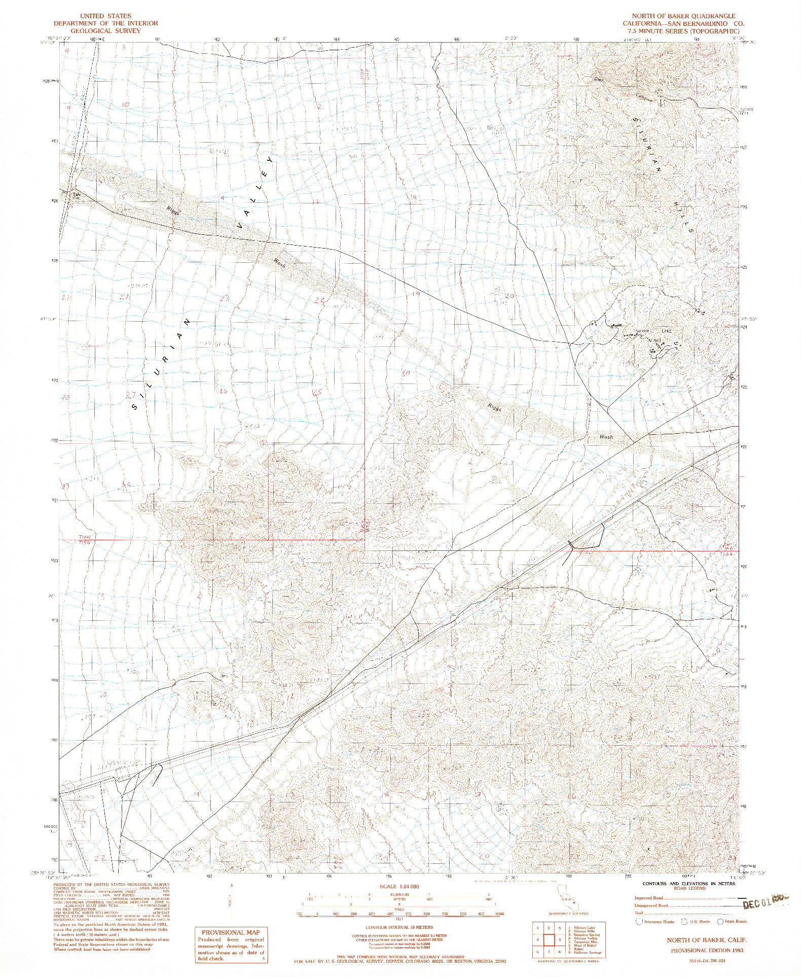 USGS 1:24000-SCALE QUADRANGLE FOR NORTH OF BAKER, CA 1983