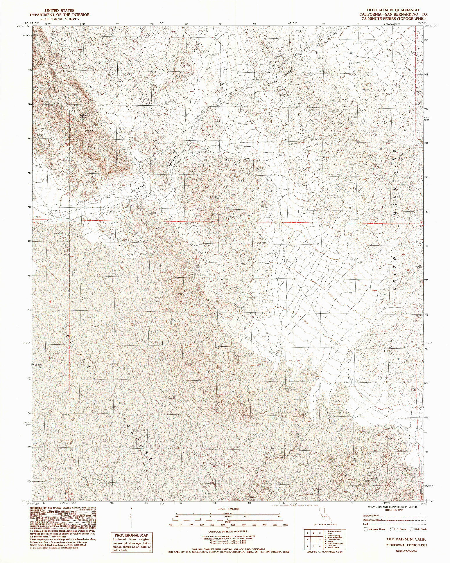 USGS 1:24000-SCALE QUADRANGLE FOR OLD DAD MOUNTAIN, CA 1983
