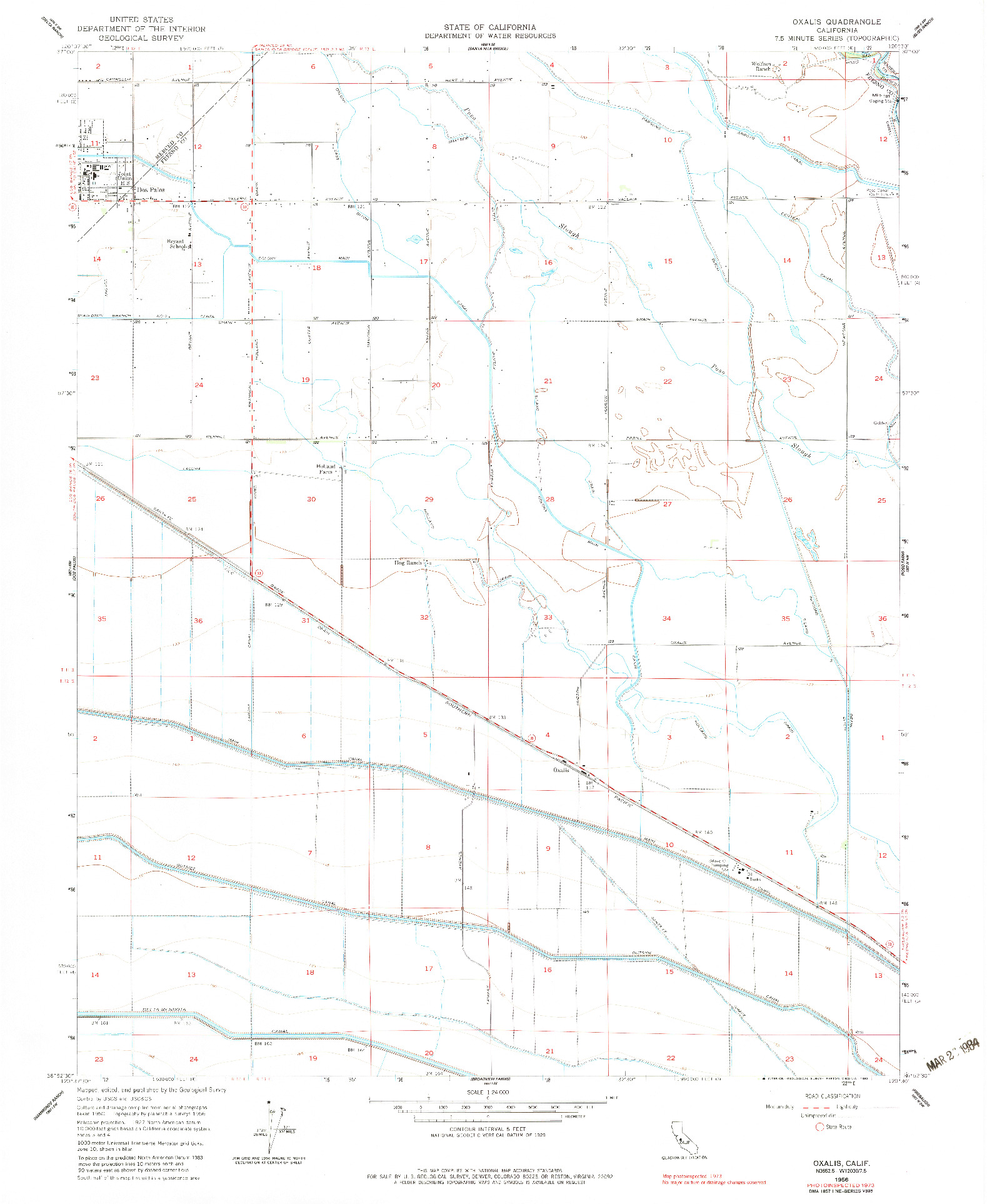 USGS 1:24000-SCALE QUADRANGLE FOR OXALIS, CA 1956