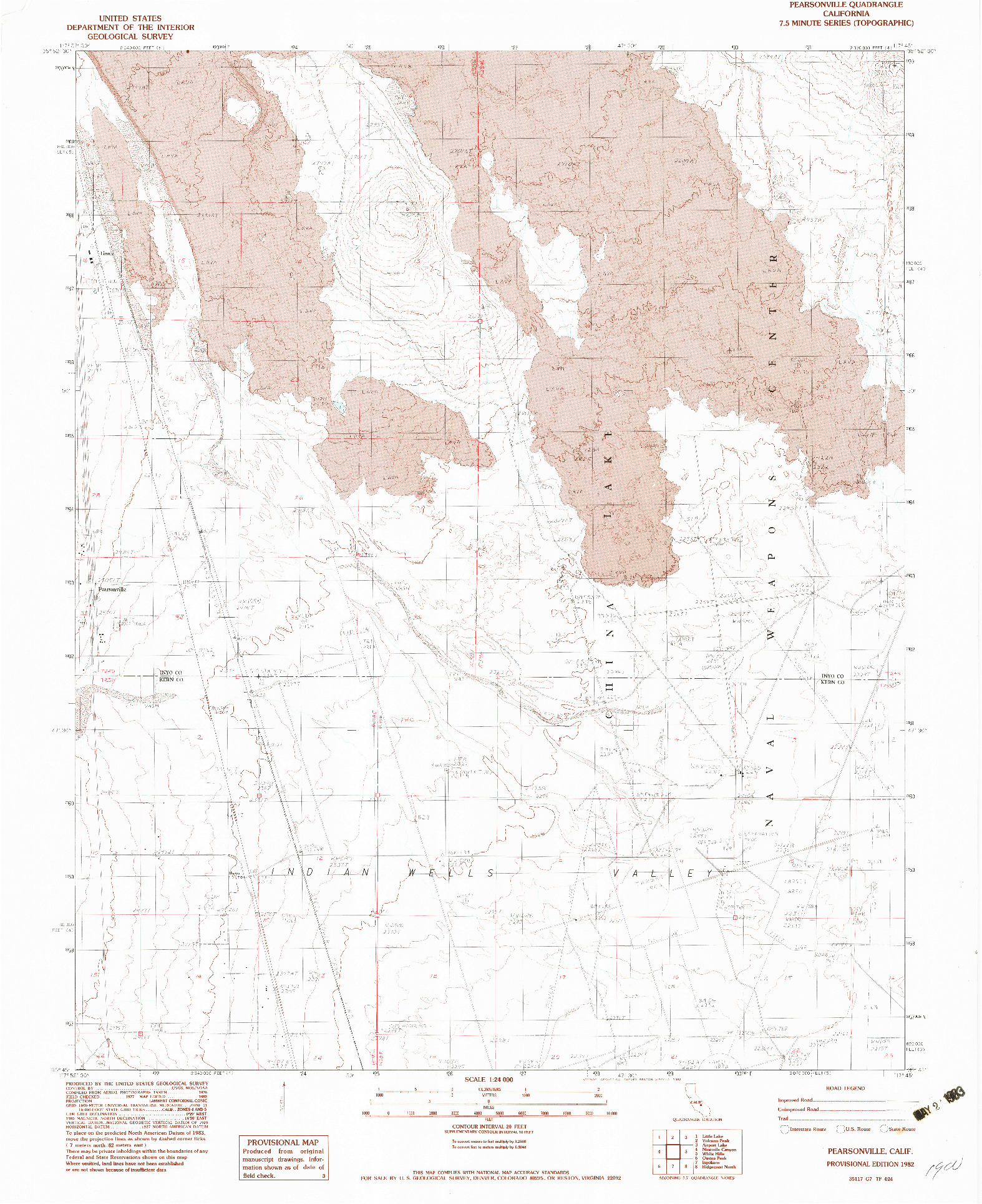 USGS 1:24000-SCALE QUADRANGLE FOR PEARSONVILLE, CA 1982