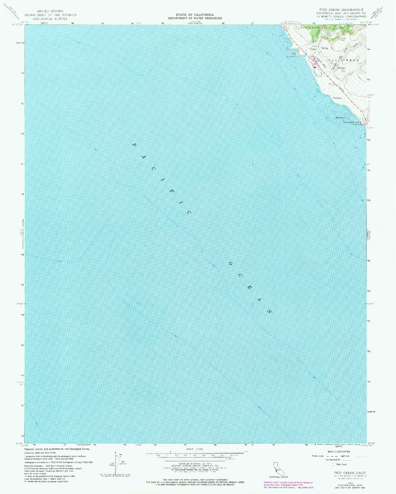 USGS 1:24000-SCALE QUADRANGLE FOR PICO CREEK, CA 1959