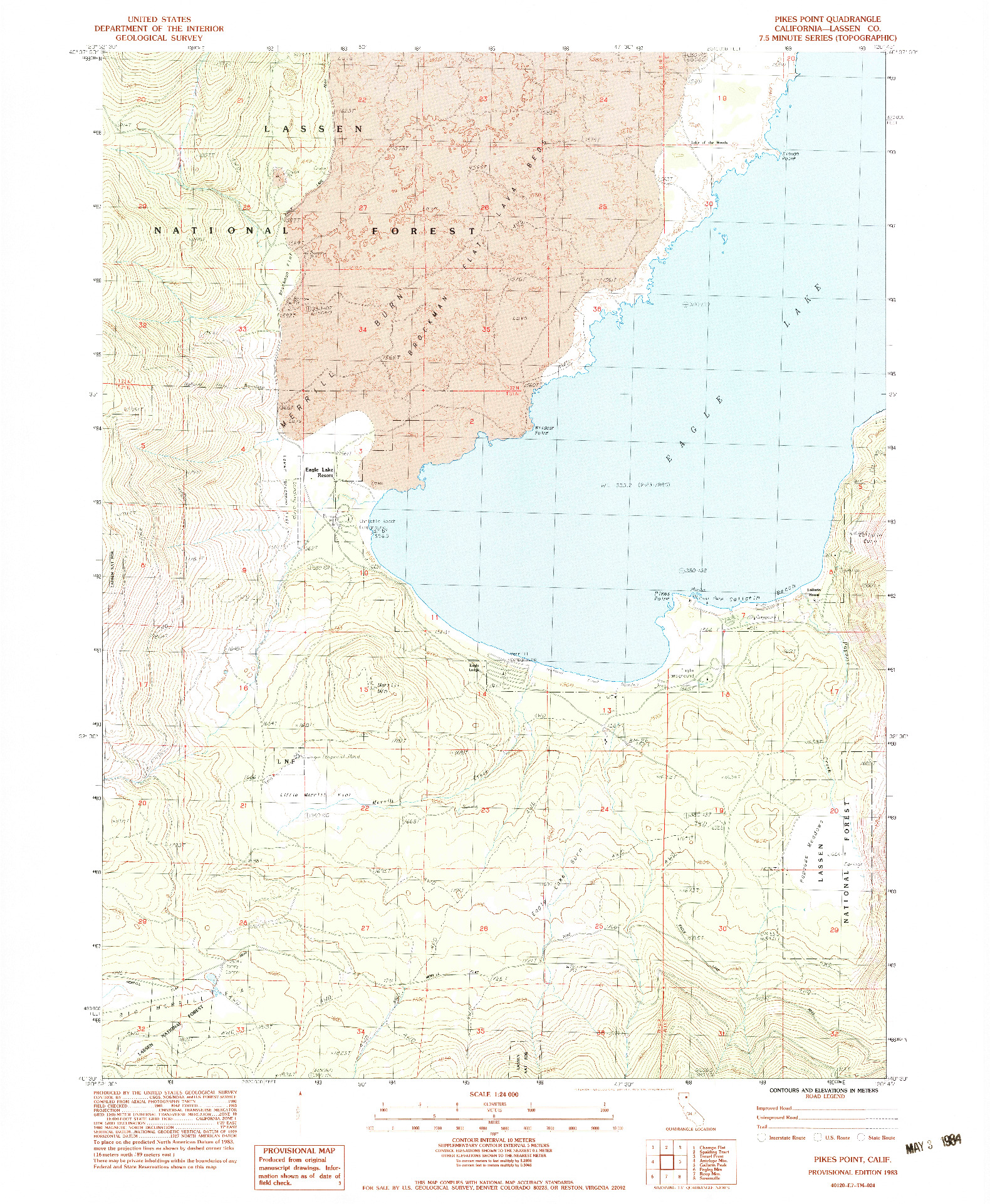 USGS 1:24000-SCALE QUADRANGLE FOR PIKES POINT, CA 1983