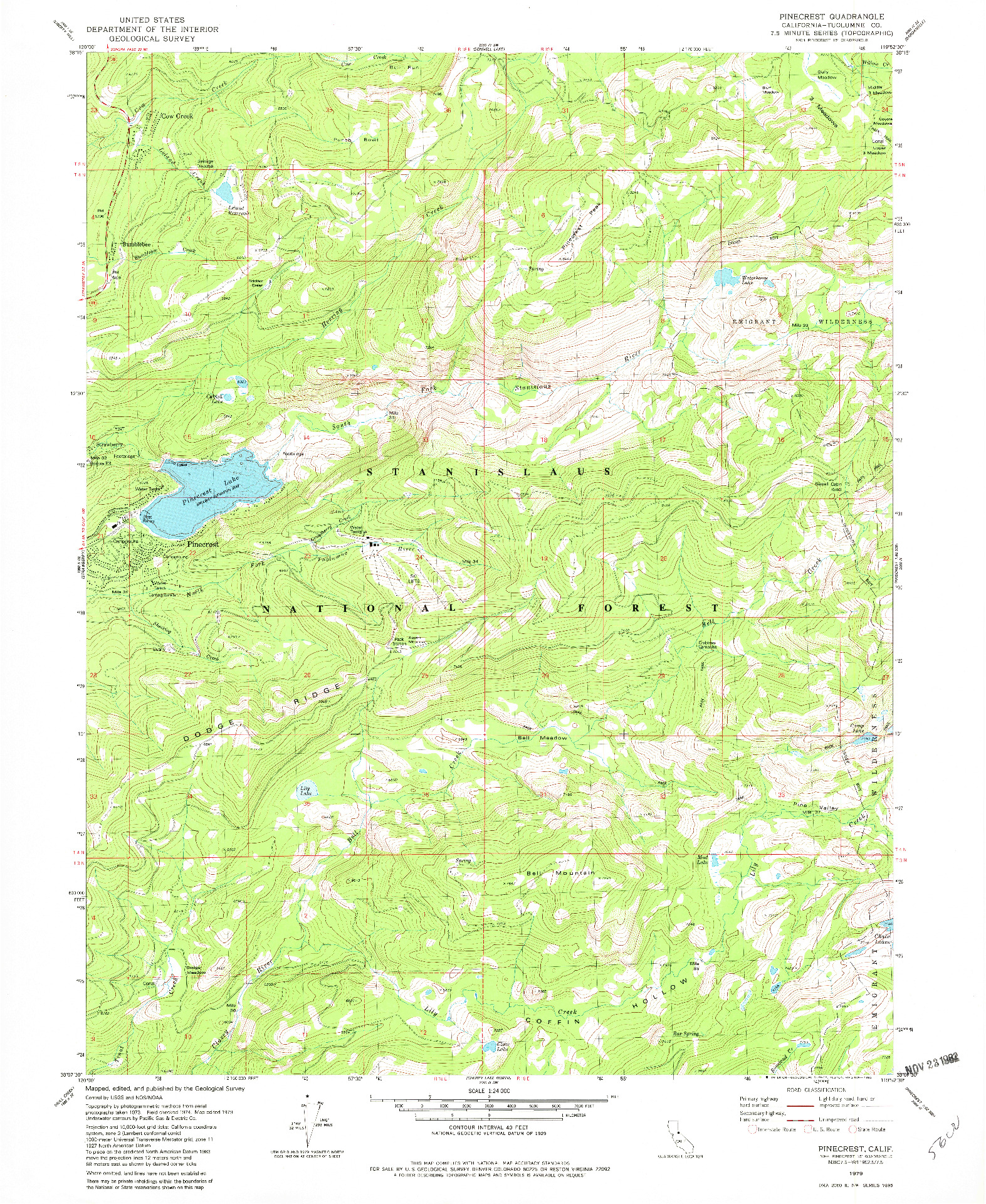 USGS 1:24000-SCALE QUADRANGLE FOR PINECREST, CA 1979