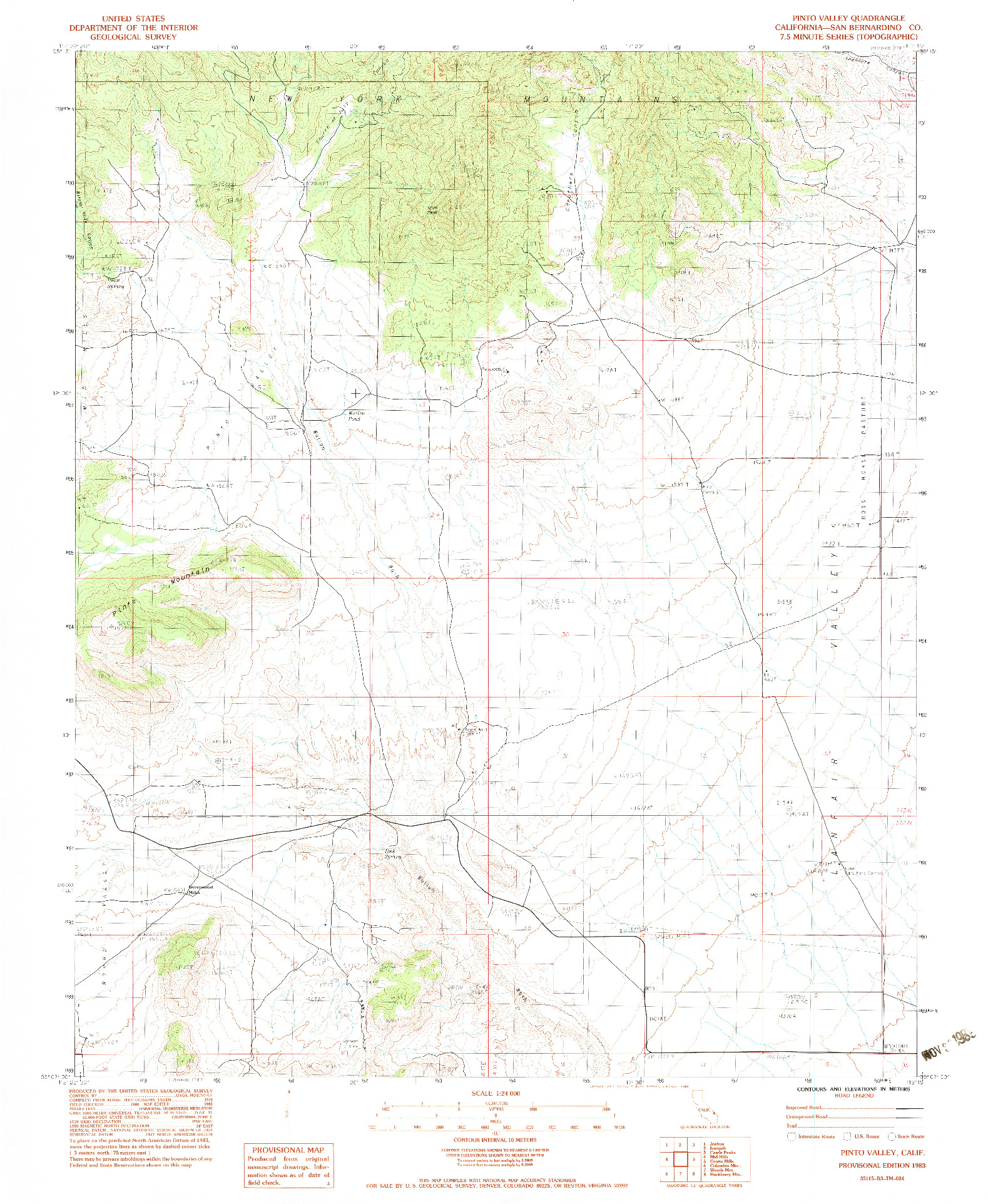 USGS 1:24000-SCALE QUADRANGLE FOR PINTO VALLEY, CA 1983