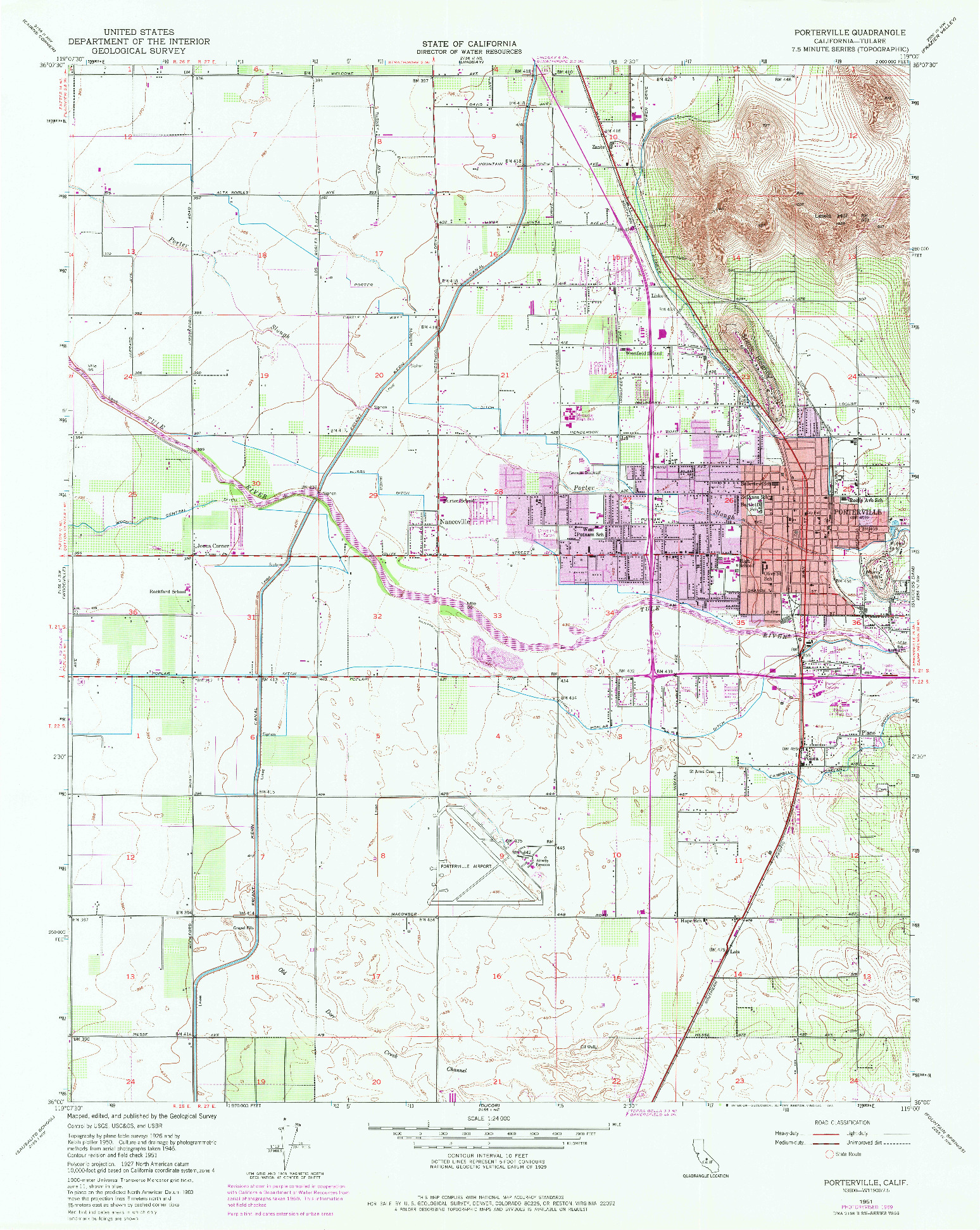 USGS 1:24000-SCALE QUADRANGLE FOR PORTERVILLE, CA 1951