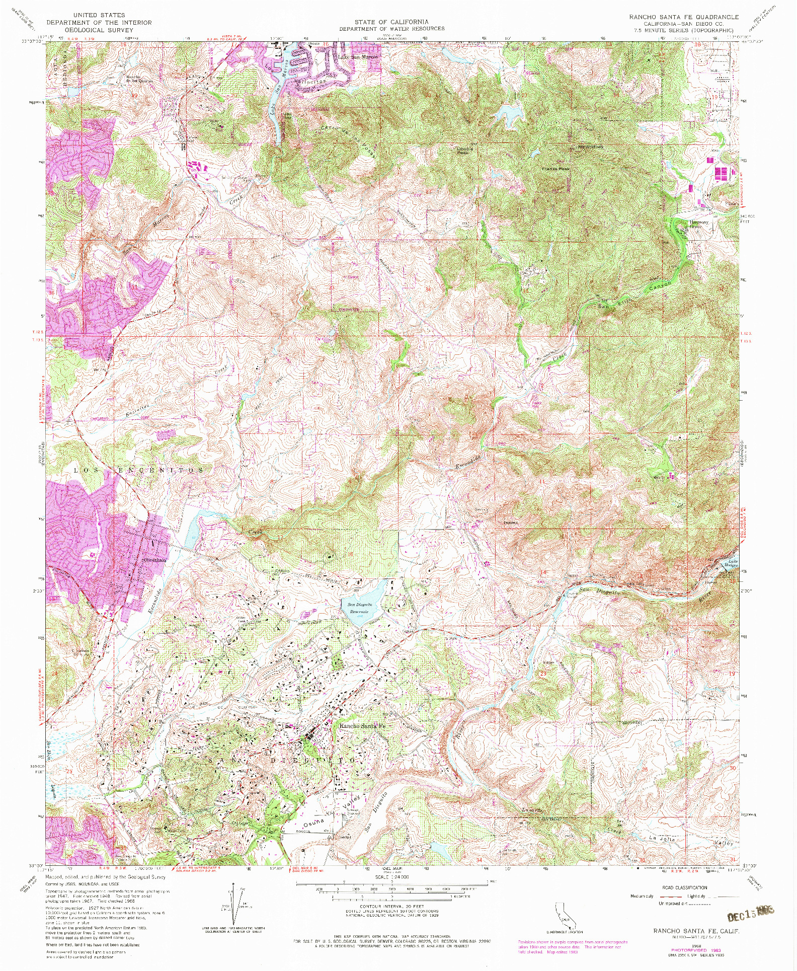 USGS 1:24000-SCALE QUADRANGLE FOR RANCHO SANTA FE, CA 1968