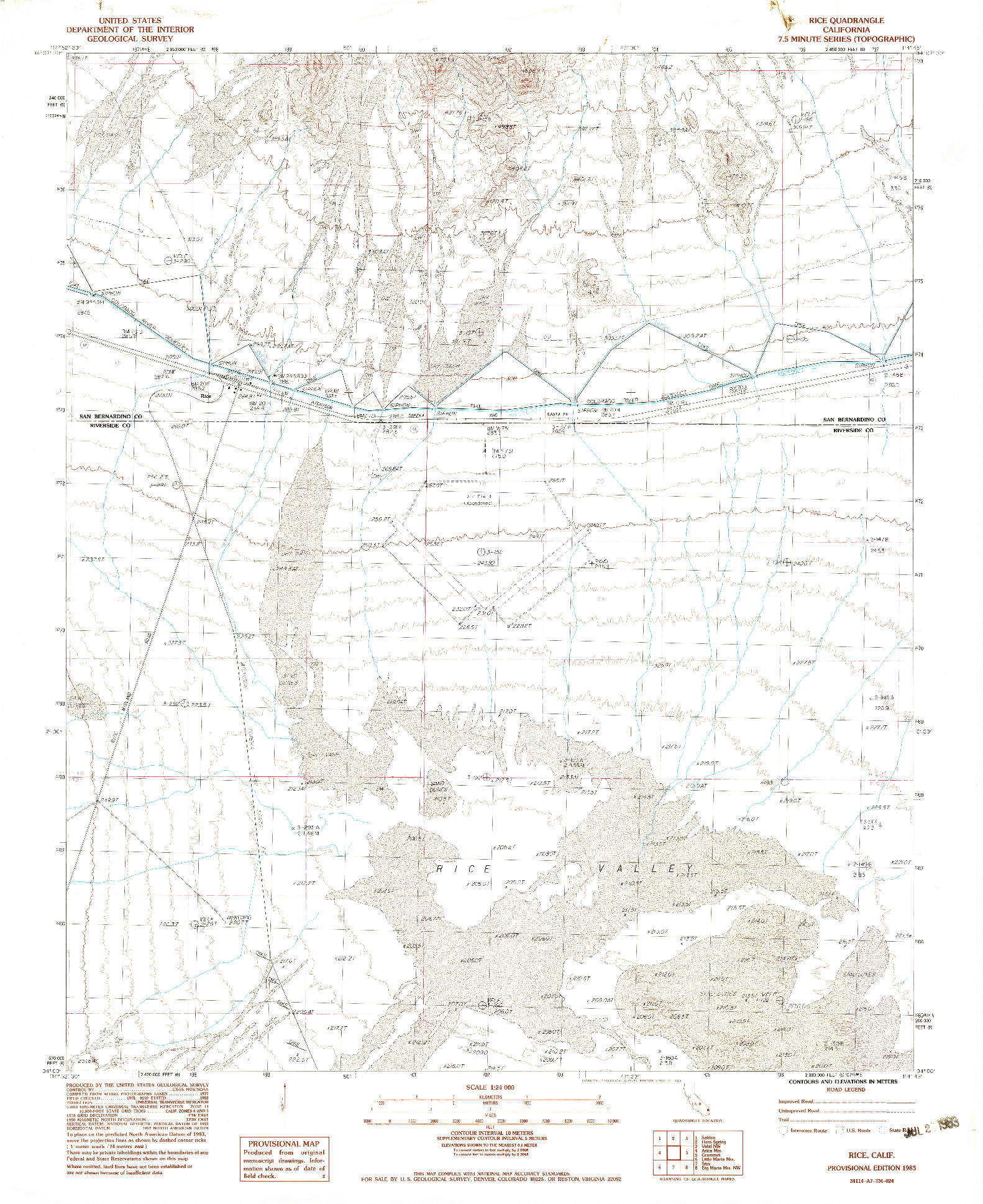 USGS 1:24000-SCALE QUADRANGLE FOR RICE, CA 1983