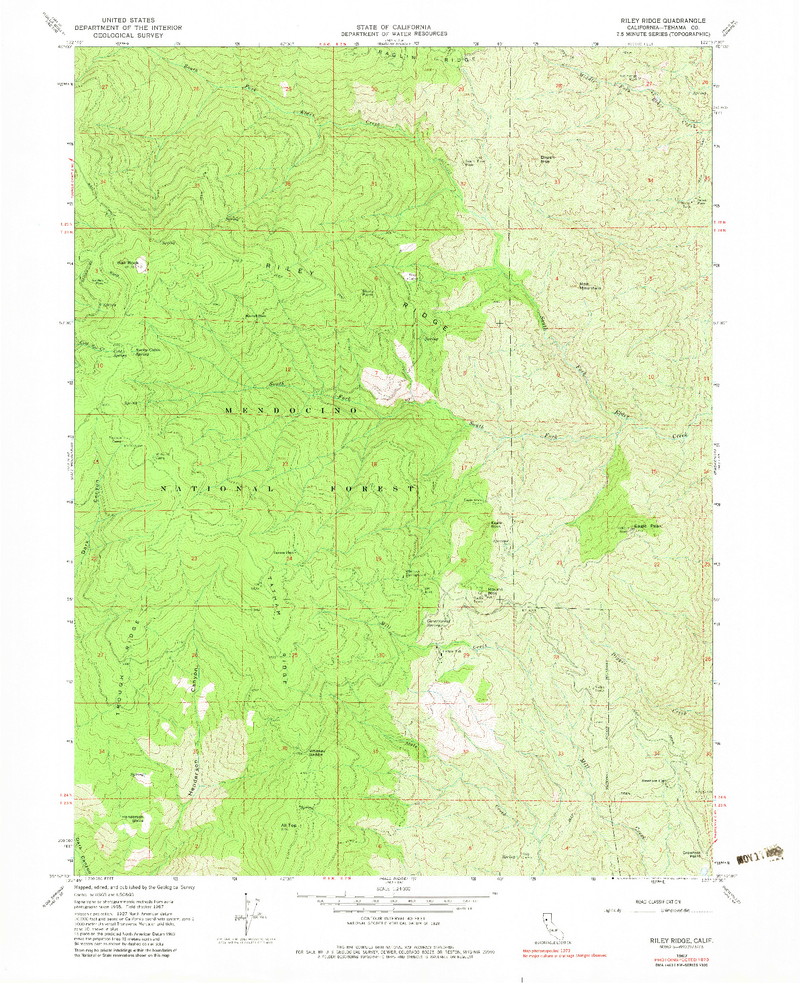 USGS 1:24000-SCALE QUADRANGLE FOR RILEY RIDGE, CA 1967