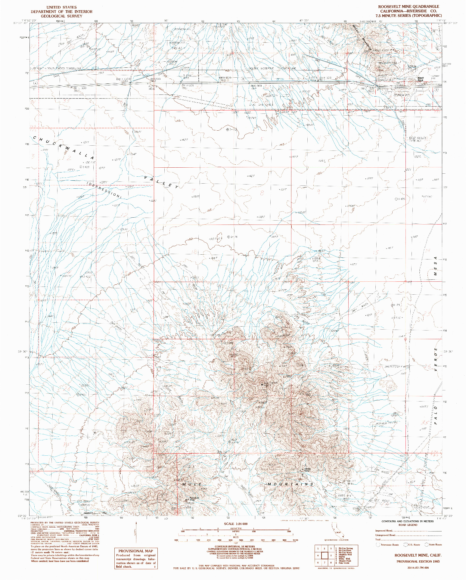 USGS 1:24000-SCALE QUADRANGLE FOR ROOSEVELT MINE, CA 1983