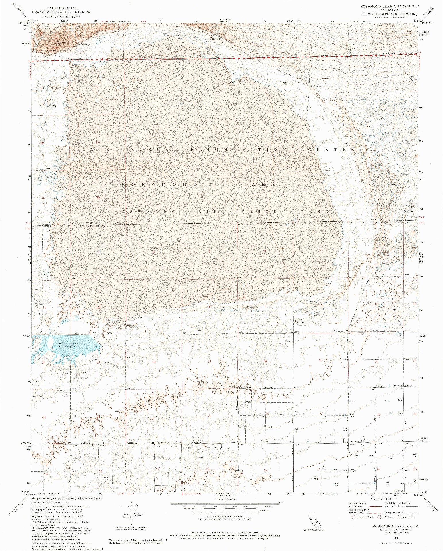 USGS 1:24000-SCALE QUADRANGLE FOR ROSAMOND LAKE, CA 1973