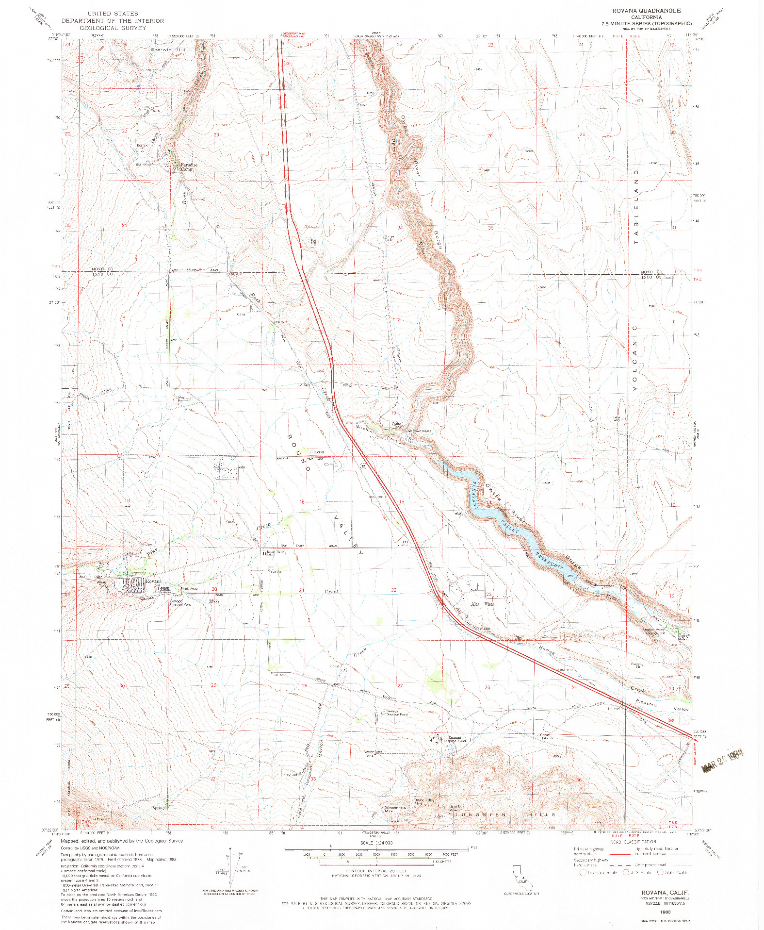 USGS 1:24000-SCALE QUADRANGLE FOR ROVANA, CA 1983