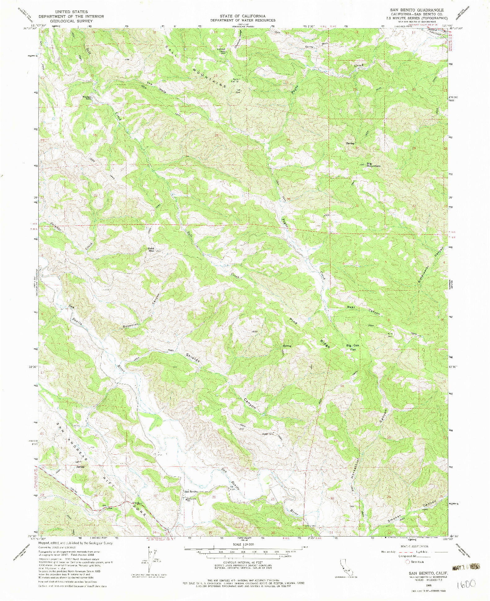 USGS 1:24000-SCALE QUADRANGLE FOR SAN BENITO, CA 1968