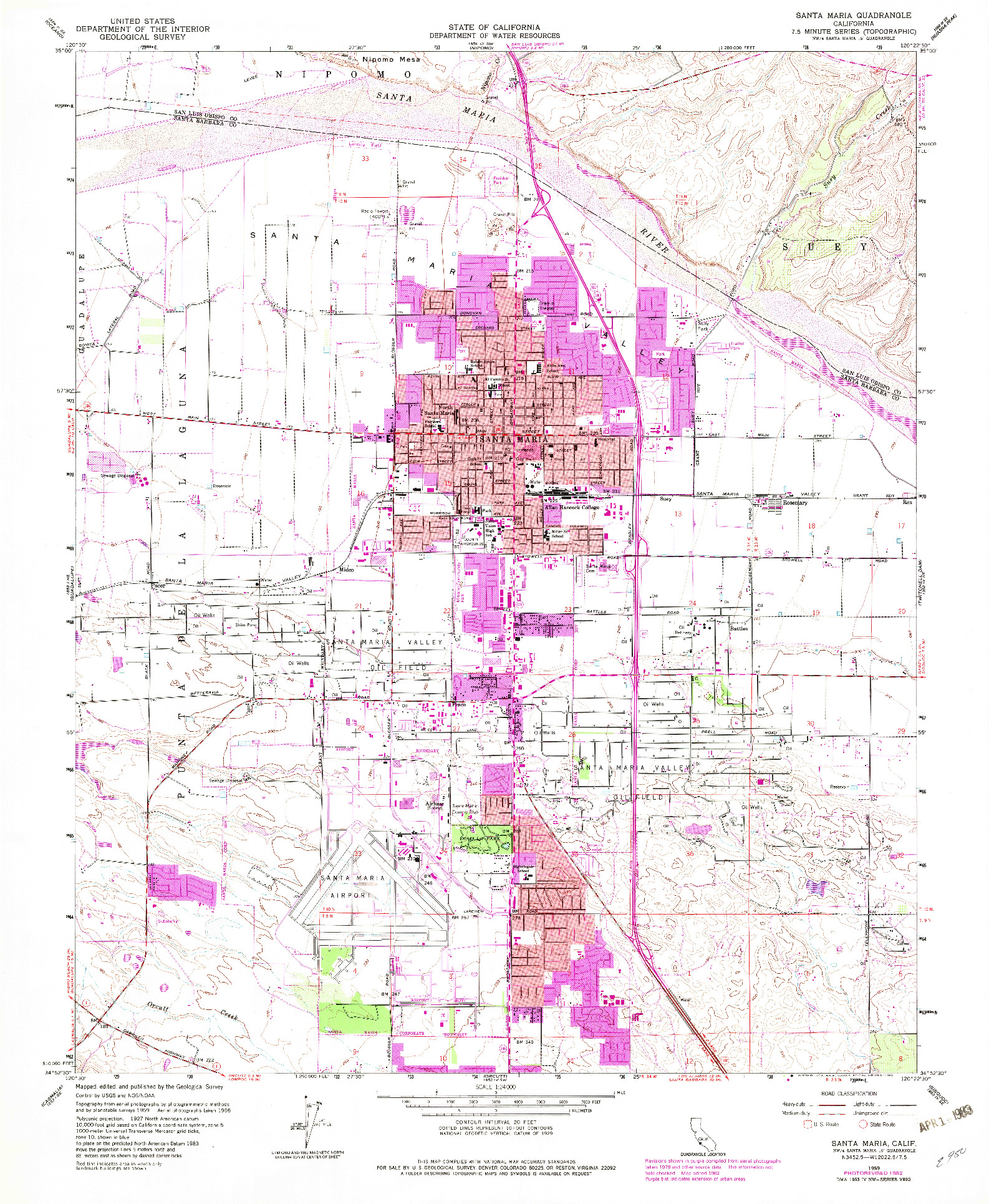 USGS 1:24000-SCALE QUADRANGLE FOR SANTA MARIA, CA 1959