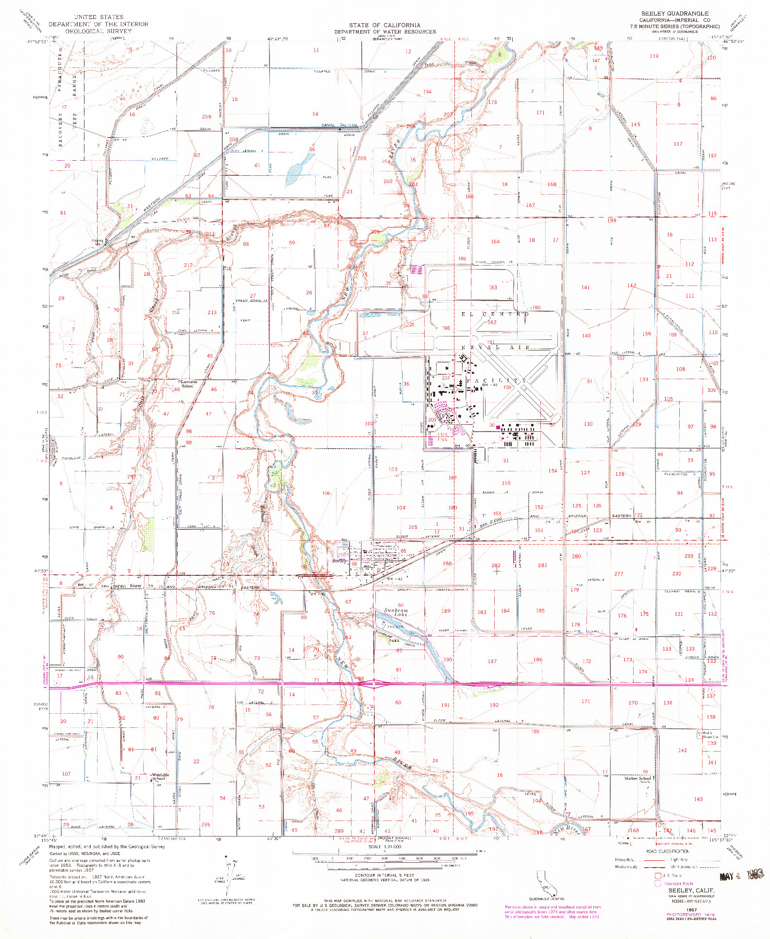 USGS 1:24000-SCALE QUADRANGLE FOR SEELEY, CA 1957