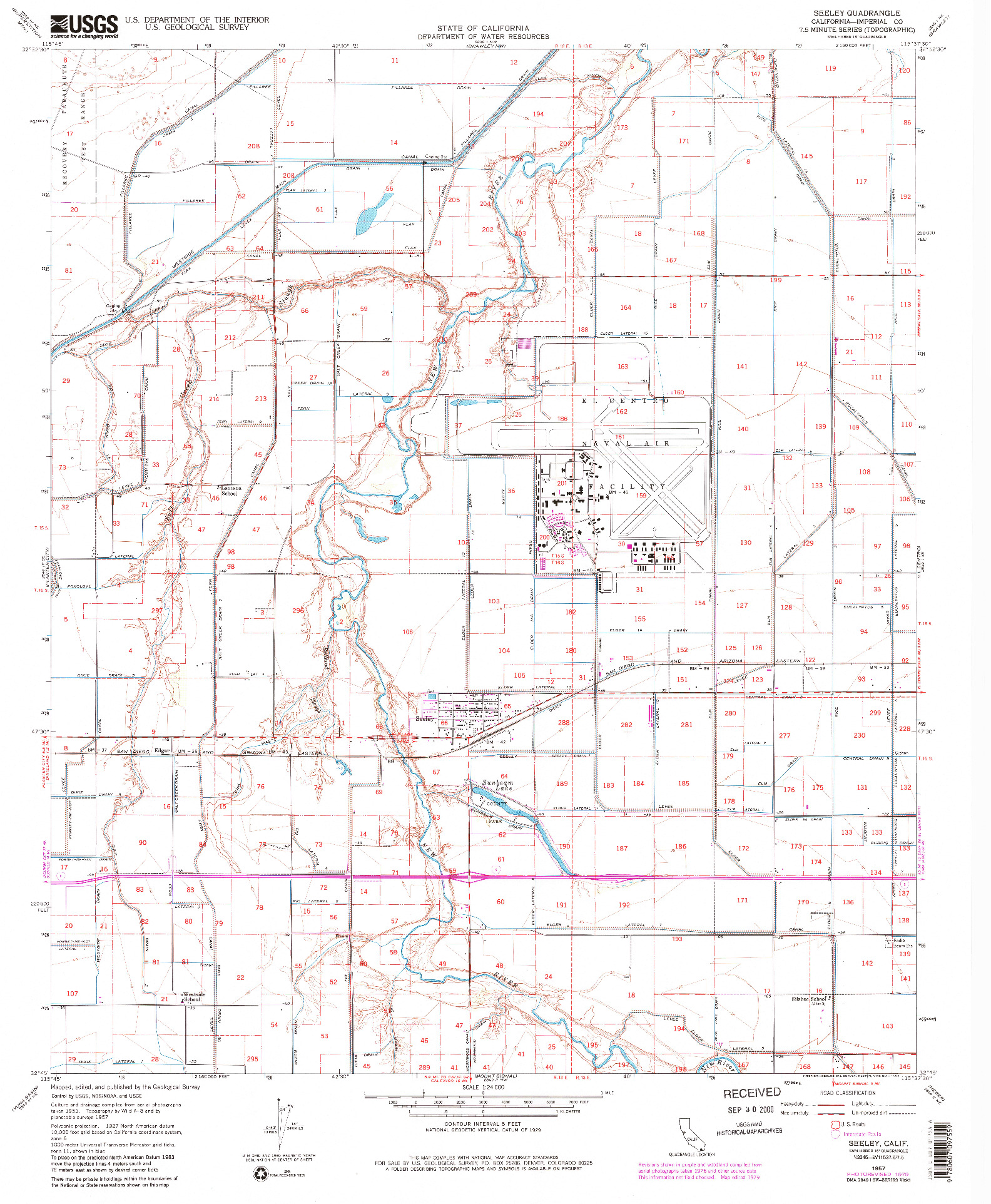 USGS 1:24000-SCALE QUADRANGLE FOR SEELEY, CA 1957