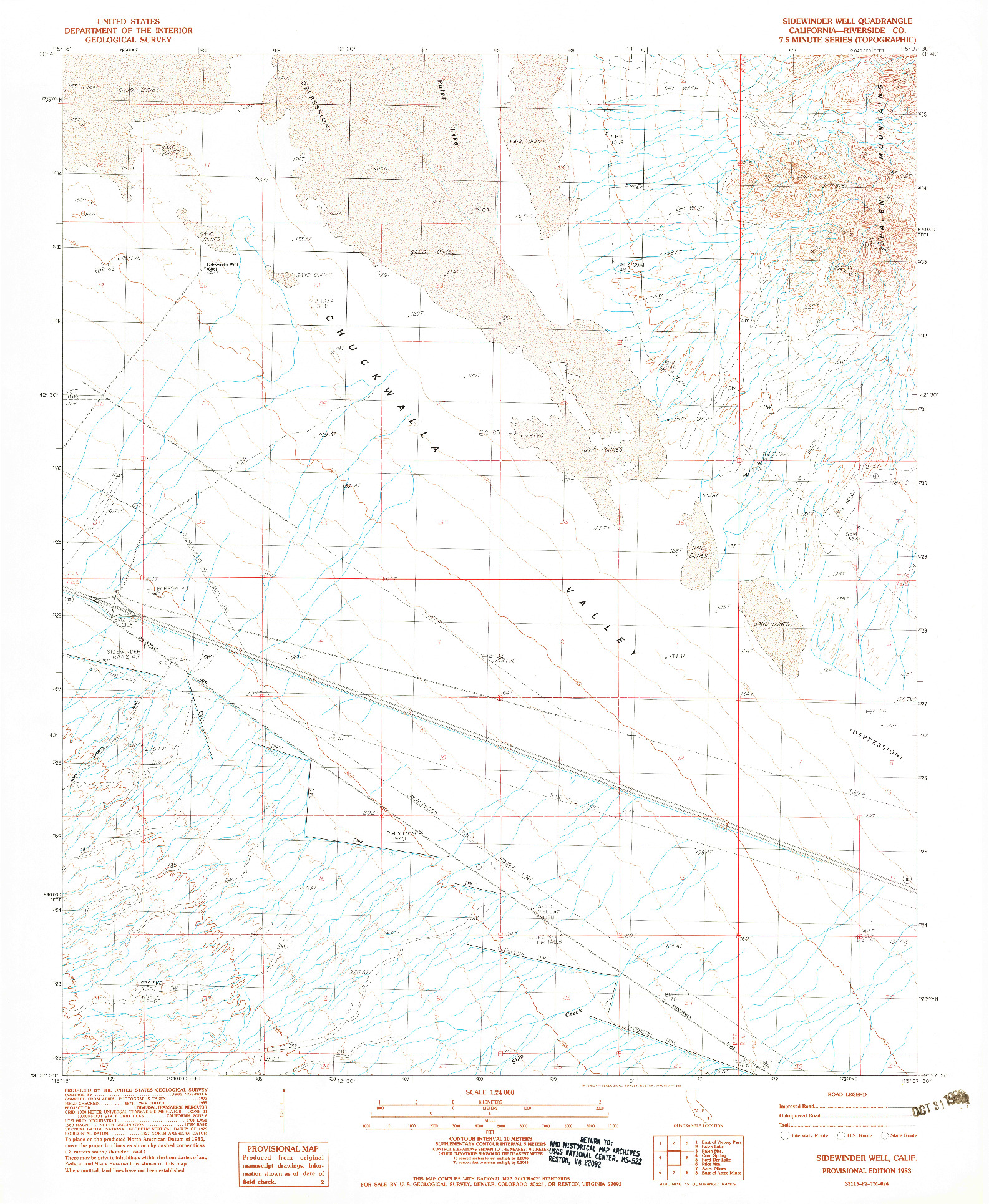 USGS 1:24000-SCALE QUADRANGLE FOR SIDEWINDER WELL, CA 1983