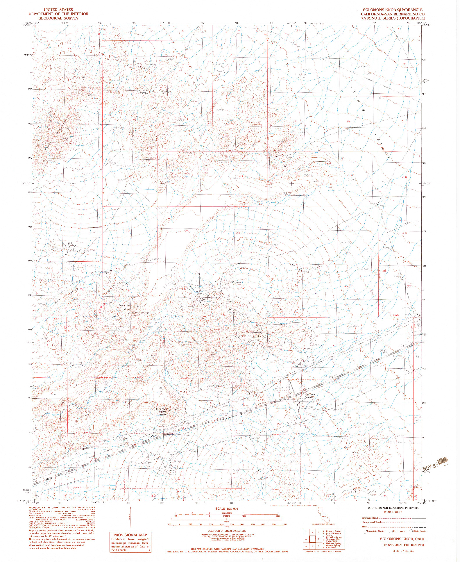 USGS 1:24000-SCALE QUADRANGLE FOR SOLOMONS KNOB, CA 1983