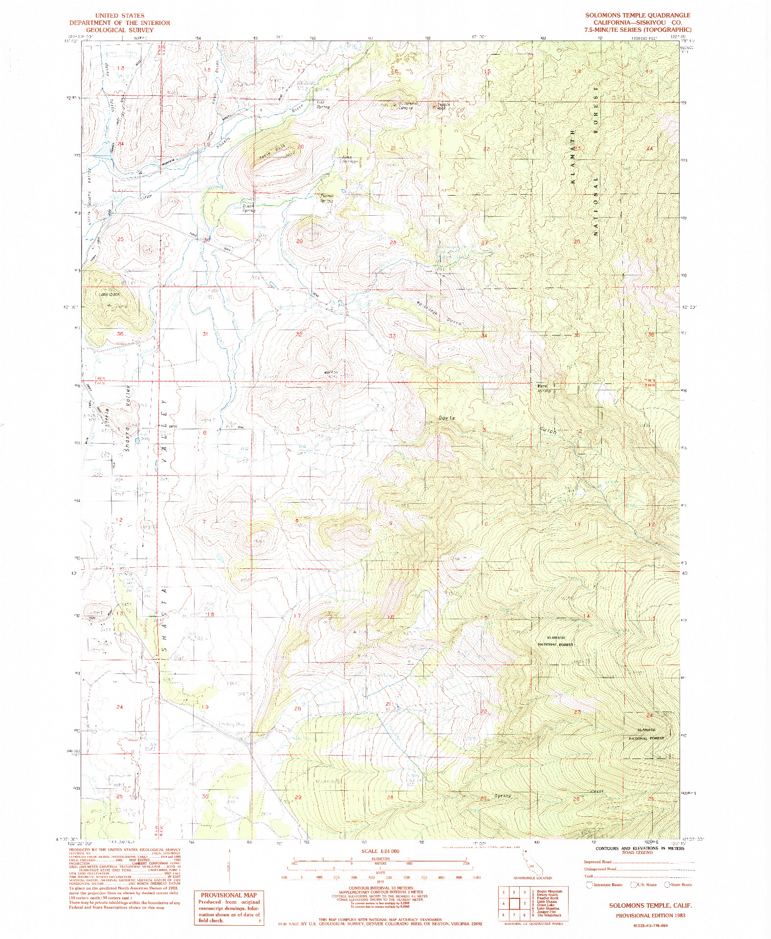USGS 1:24000-SCALE QUADRANGLE FOR SOLOMONS TEMPLE, CA 1983