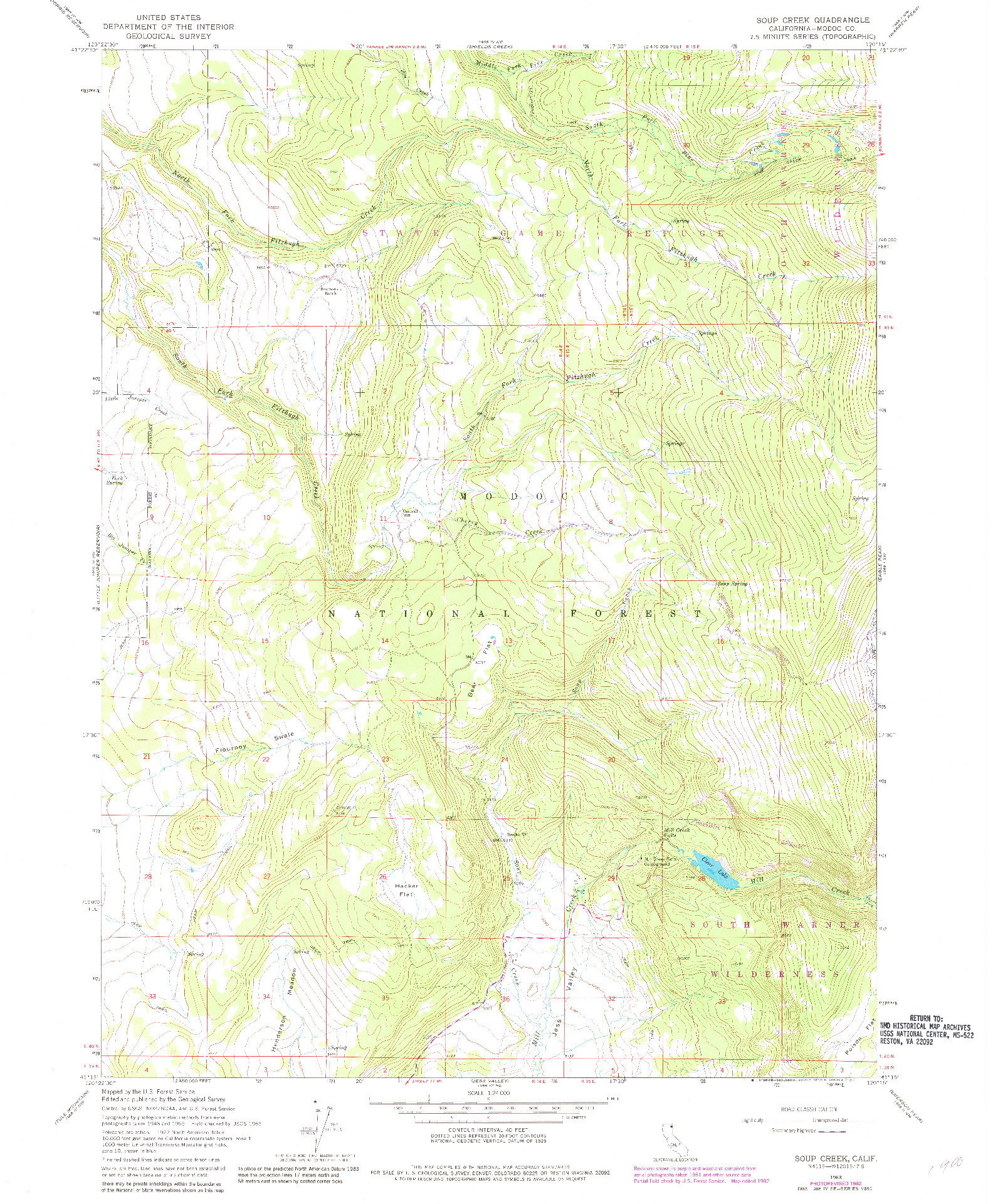 USGS 1:24000-SCALE QUADRANGLE FOR SOUP CREEK, CA 1963