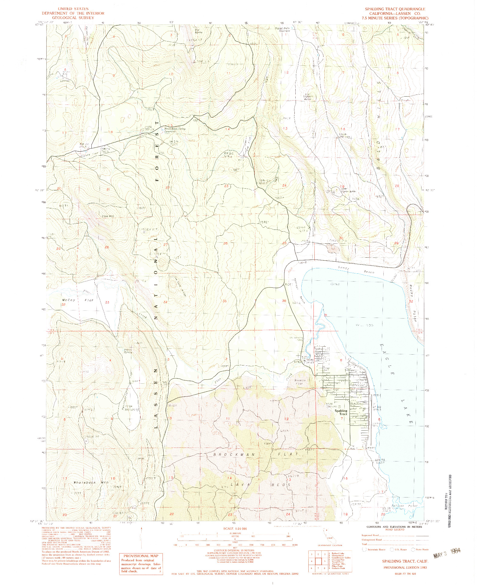 USGS 1:24000-SCALE QUADRANGLE FOR SPALDING TRACT, CA 1983