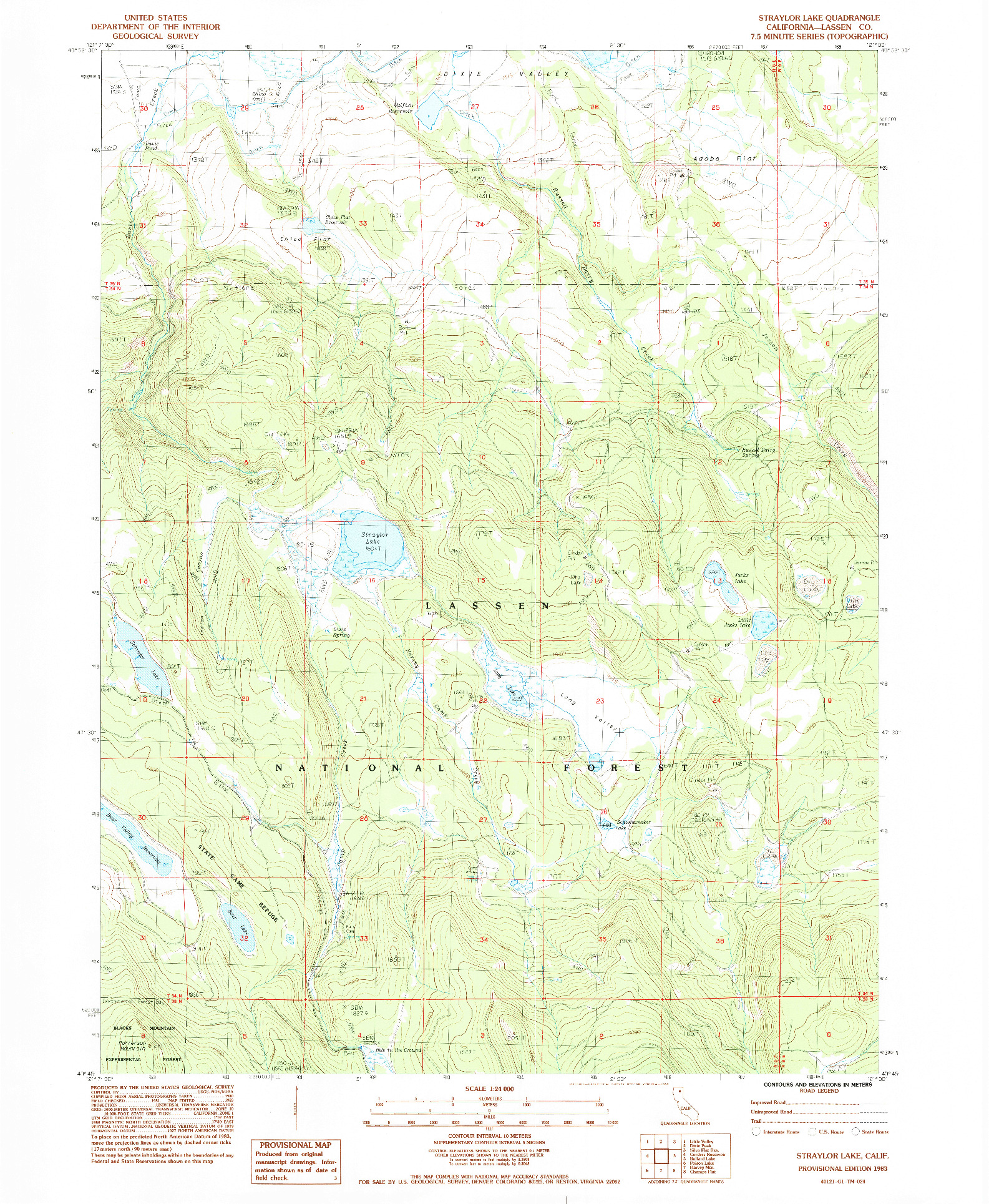 USGS 1:24000-SCALE QUADRANGLE FOR STRAYLOR LAKE, CA 1983