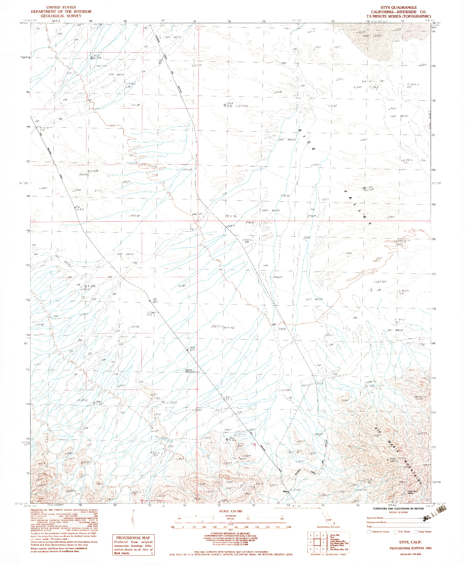 USGS 1:24000-SCALE QUADRANGLE FOR STYX, CA 1983