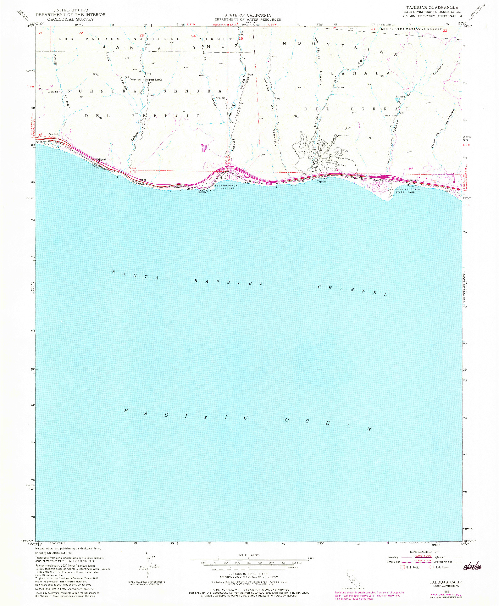 USGS 1:24000-SCALE QUADRANGLE FOR TAJIGUAS, CA 1953