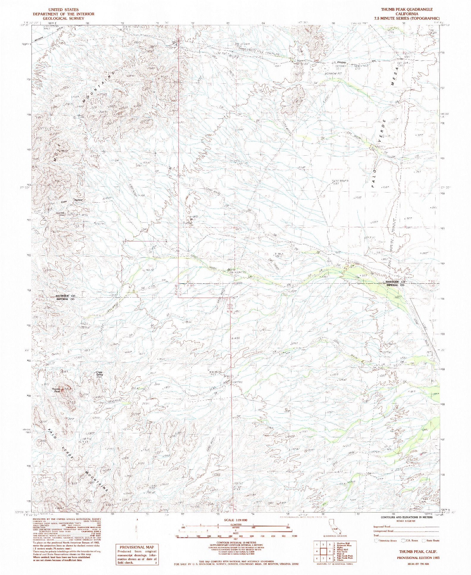 USGS 1:24000-SCALE QUADRANGLE FOR THUMB PEAK, CA 1983