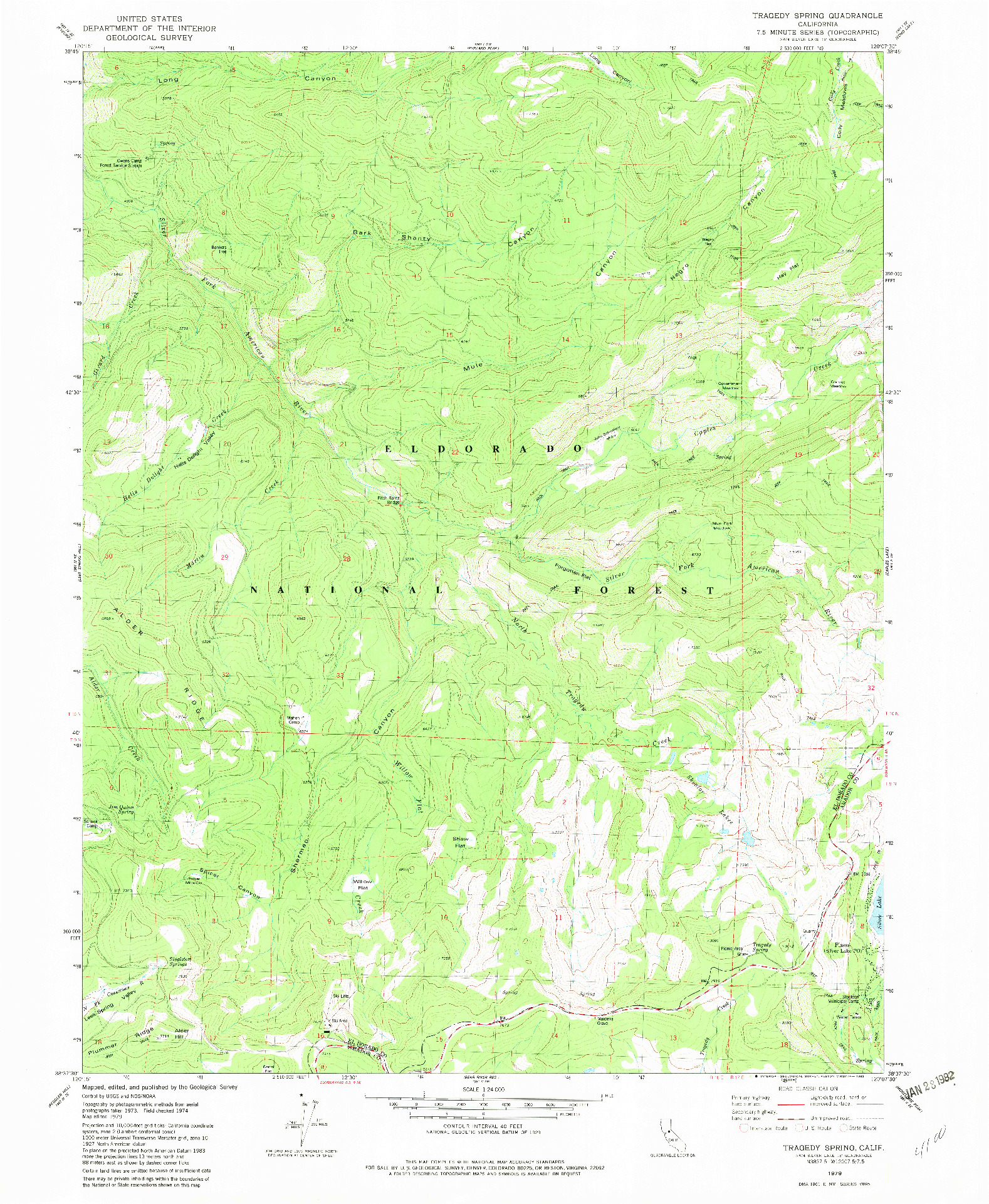 USGS 1:24000-SCALE QUADRANGLE FOR TRAGEDY SPRING, CA 1979