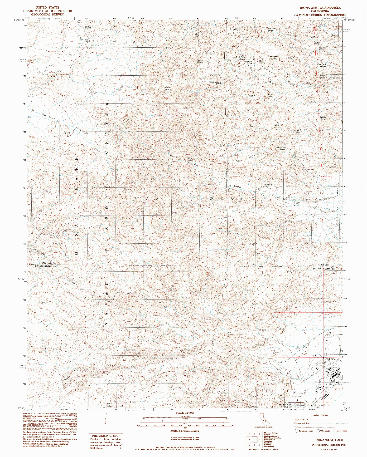 USGS 1:24000-SCALE QUADRANGLE FOR TRONA WEST, CA 1983