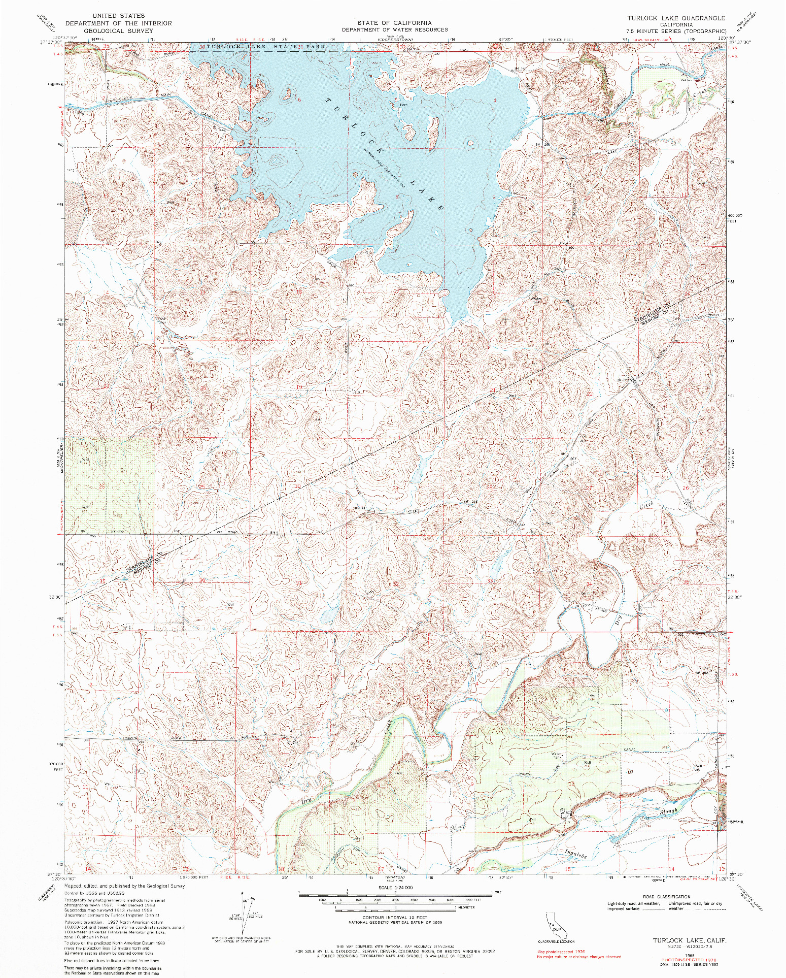 USGS 1:24000-SCALE QUADRANGLE FOR TURLOCK LAKE, CA 1968