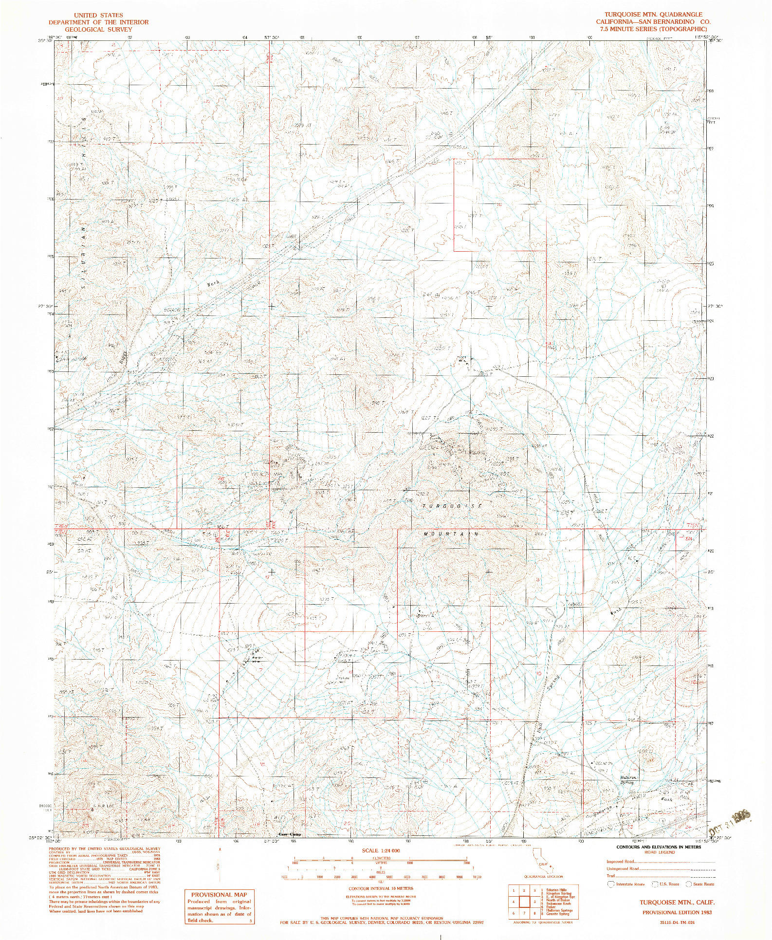 USGS 1:24000-SCALE QUADRANGLE FOR TURQUOISE MTN., CA 1983