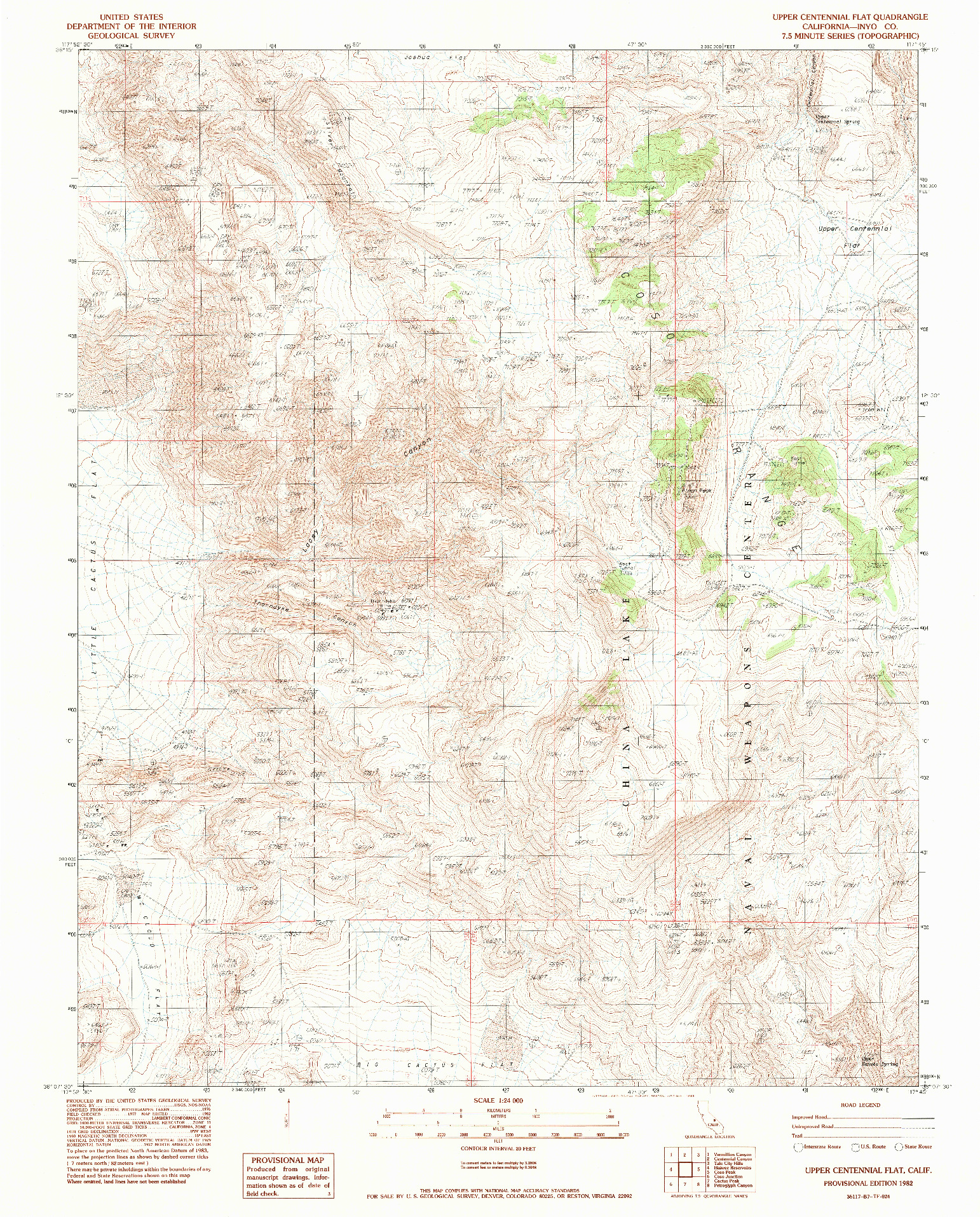 USGS 1:24000-SCALE QUADRANGLE FOR UPPER CENTENNIAL FLAT, CA 1982