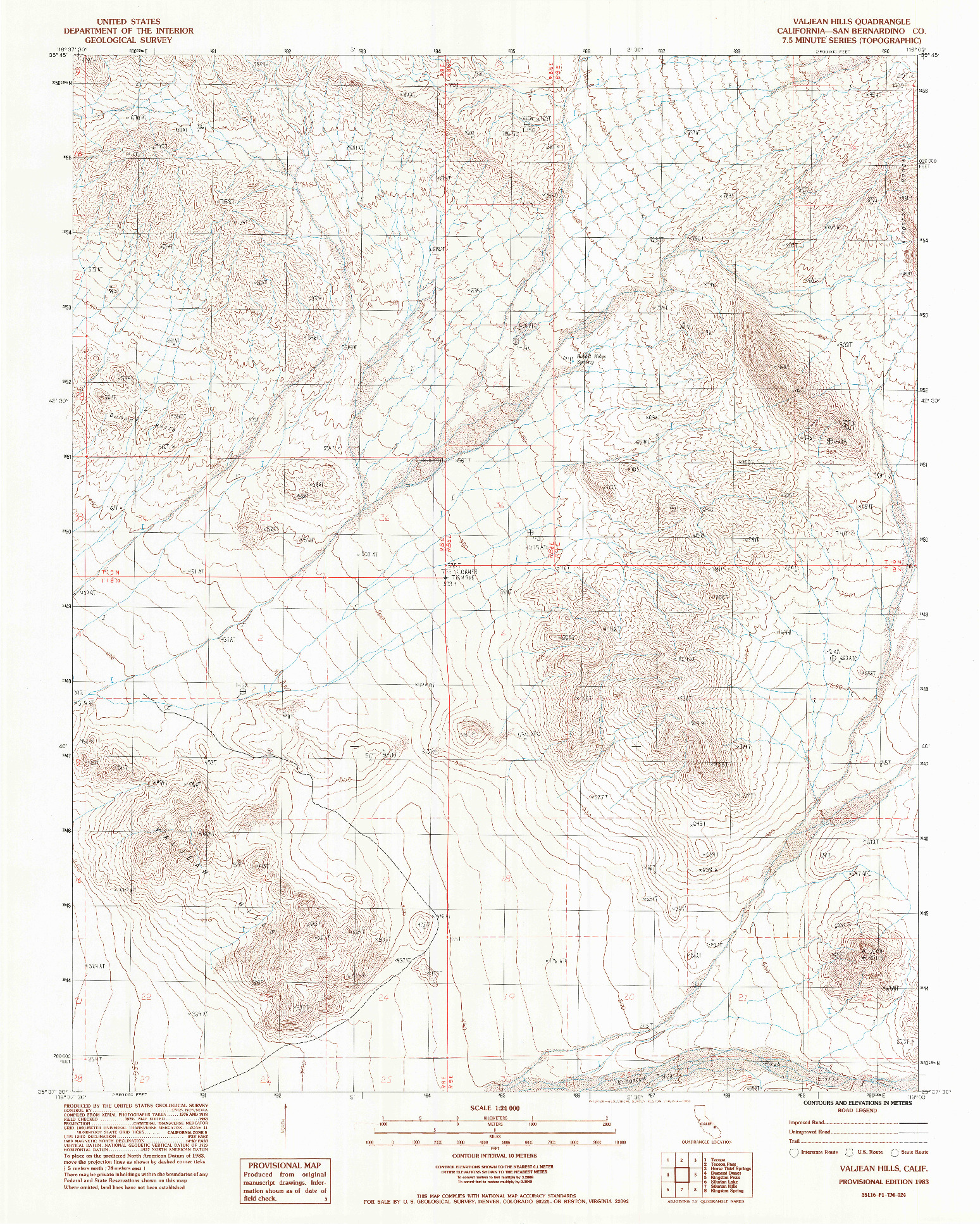 USGS 1:24000-SCALE QUADRANGLE FOR VALJEAN HILLS, CA 1983