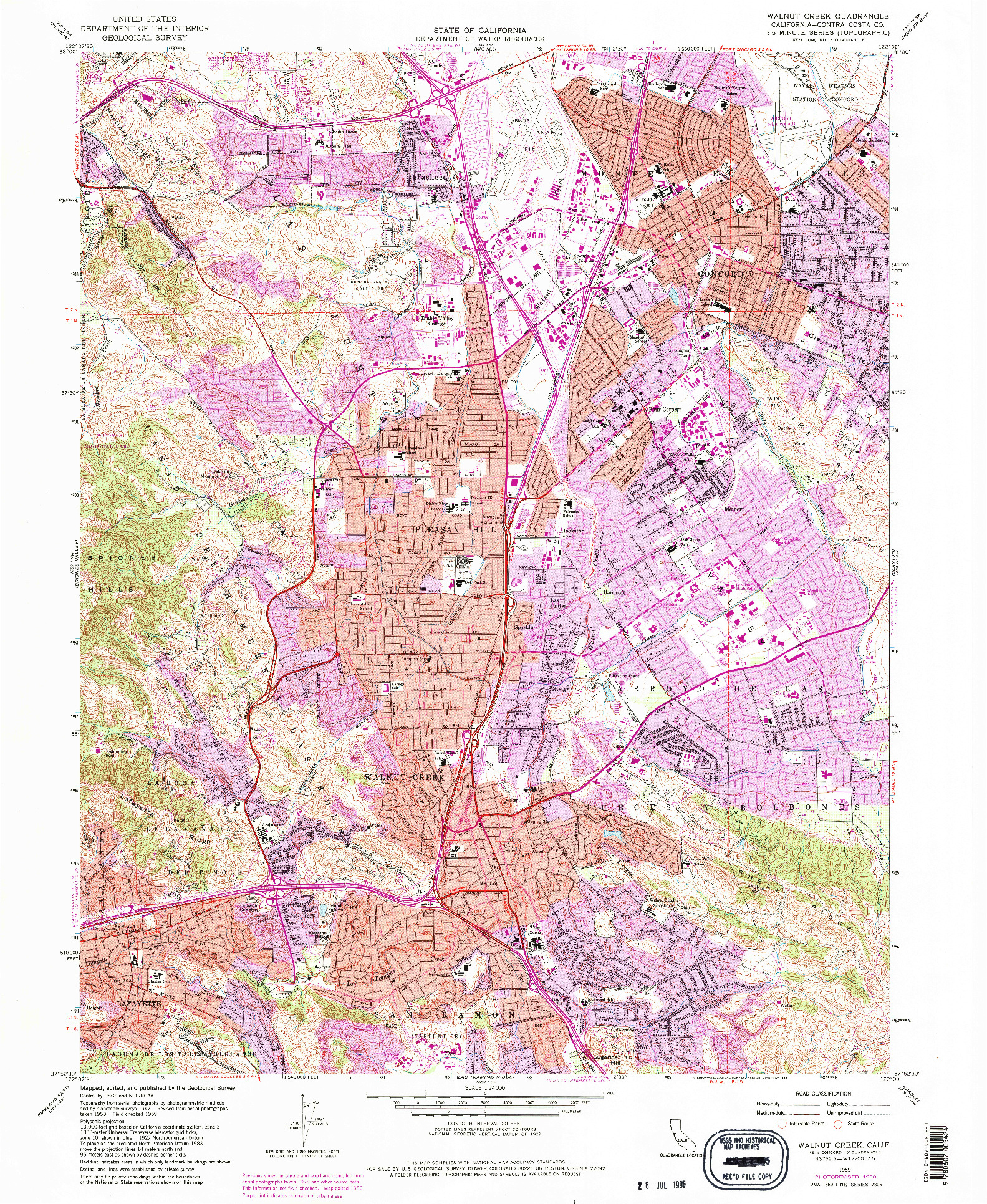 USGS 1:24000-SCALE QUADRANGLE FOR WALNUT CREEK, CA 1959