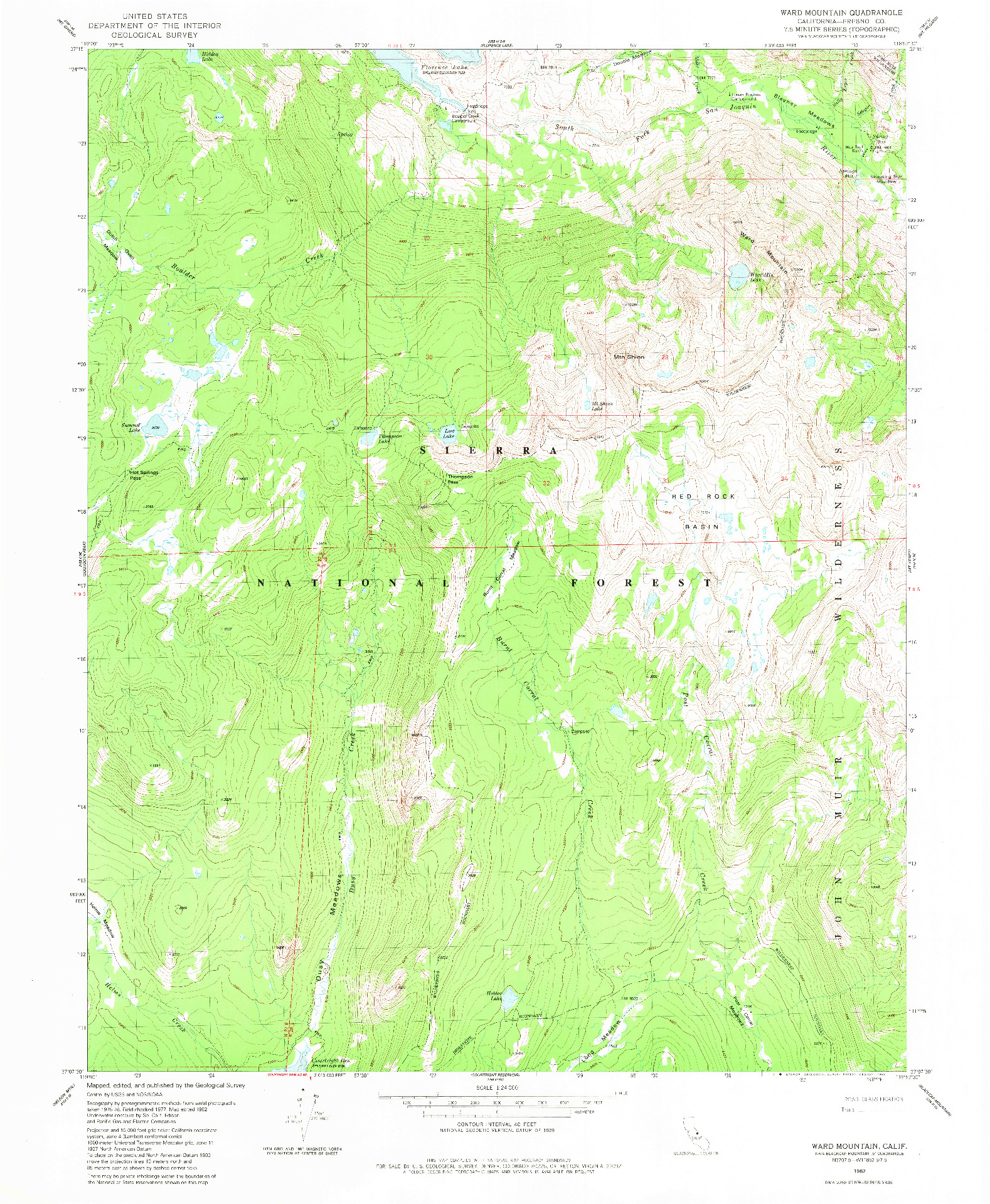 USGS 1:24000-SCALE QUADRANGLE FOR WARD MOUNTAIN, CA 1982