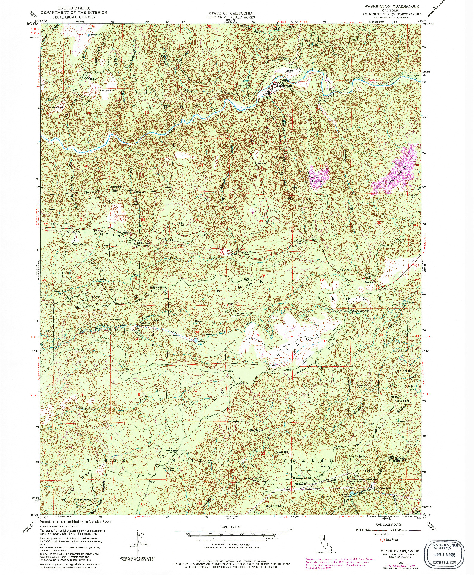 USGS 1:24000-SCALE QUADRANGLE FOR WASHINGTON, CA 1950