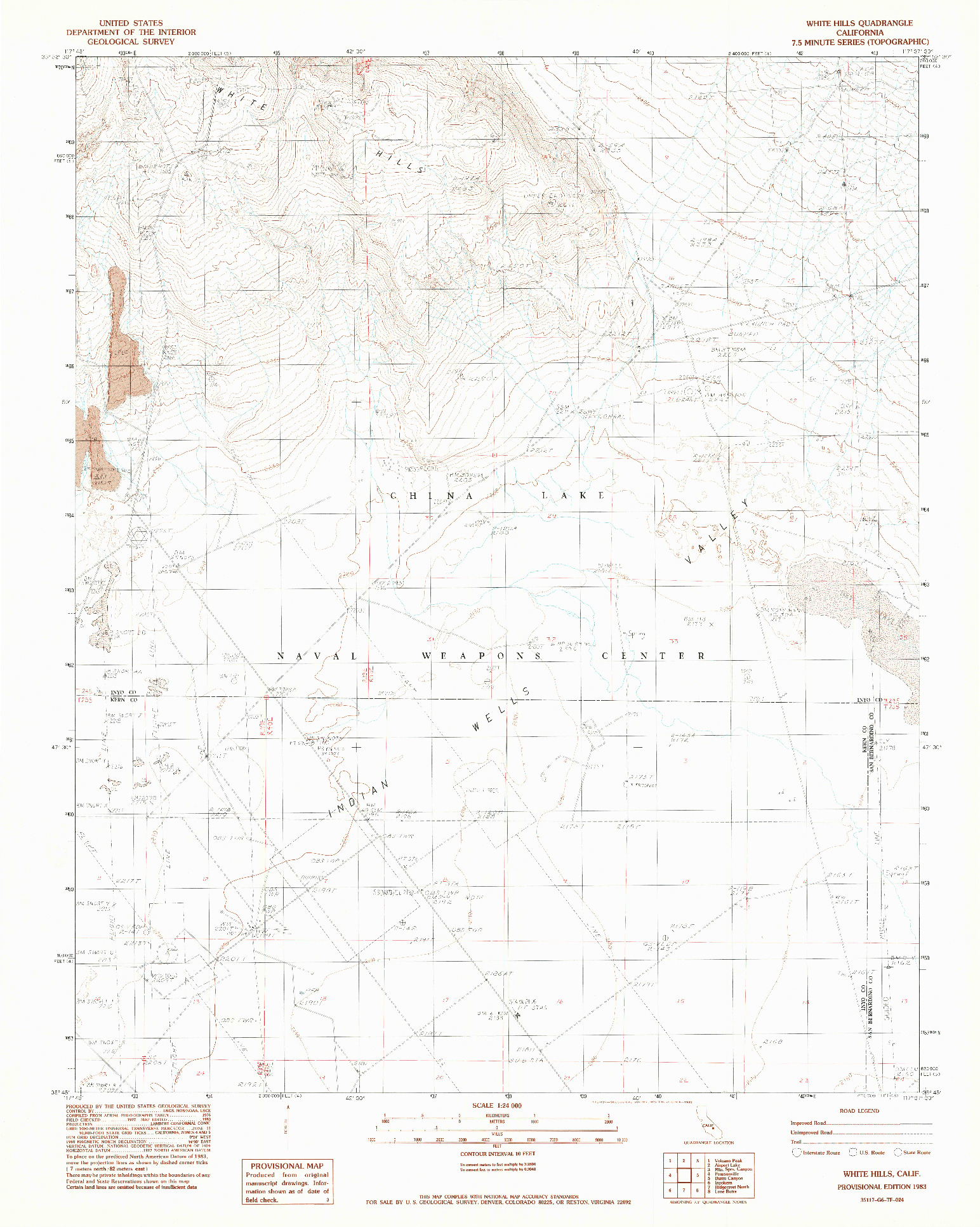 USGS 1:24000-SCALE QUADRANGLE FOR WHITE HILLS, CA 1983